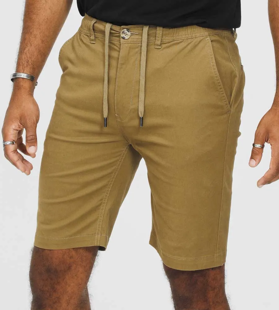 Tobacco Stretch Shorts with Internal Drawcord (ARIES 2) for Men by D555