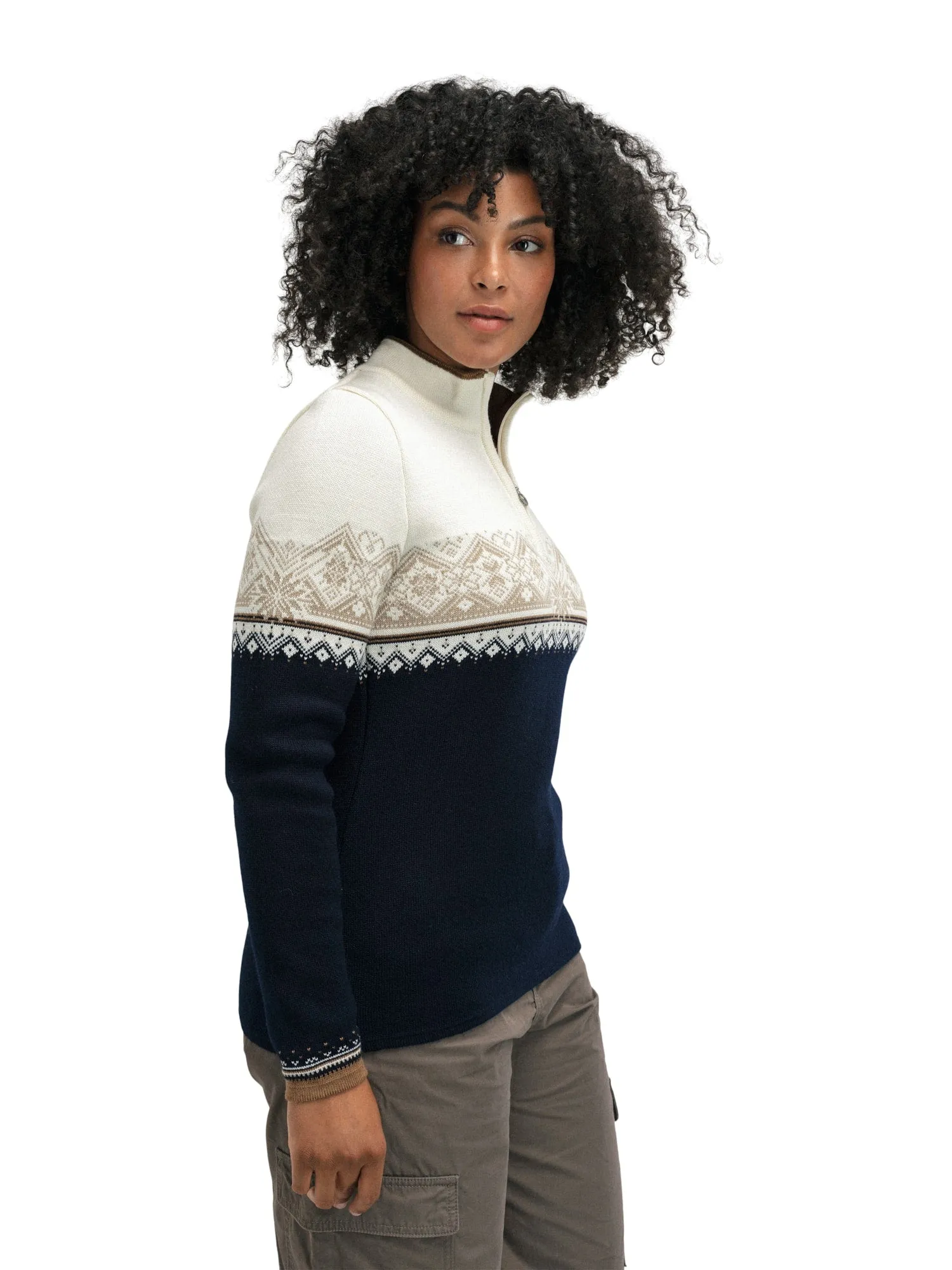 Dale of Norway Women's Moritz Sweater in Navy/Beige/Off White.