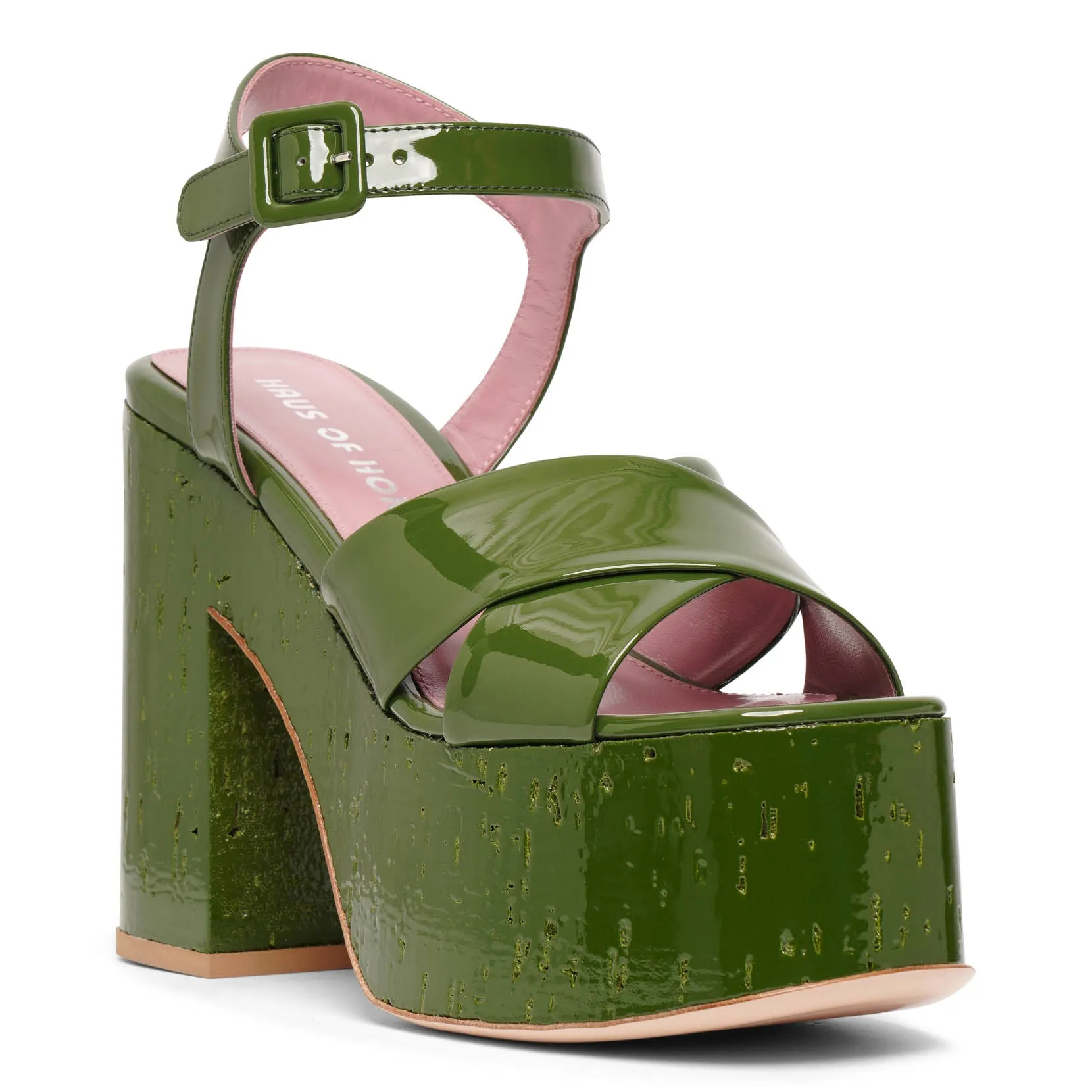 Dark Green Patent Platform Sandals by Haus of Honey Lacquer Doll