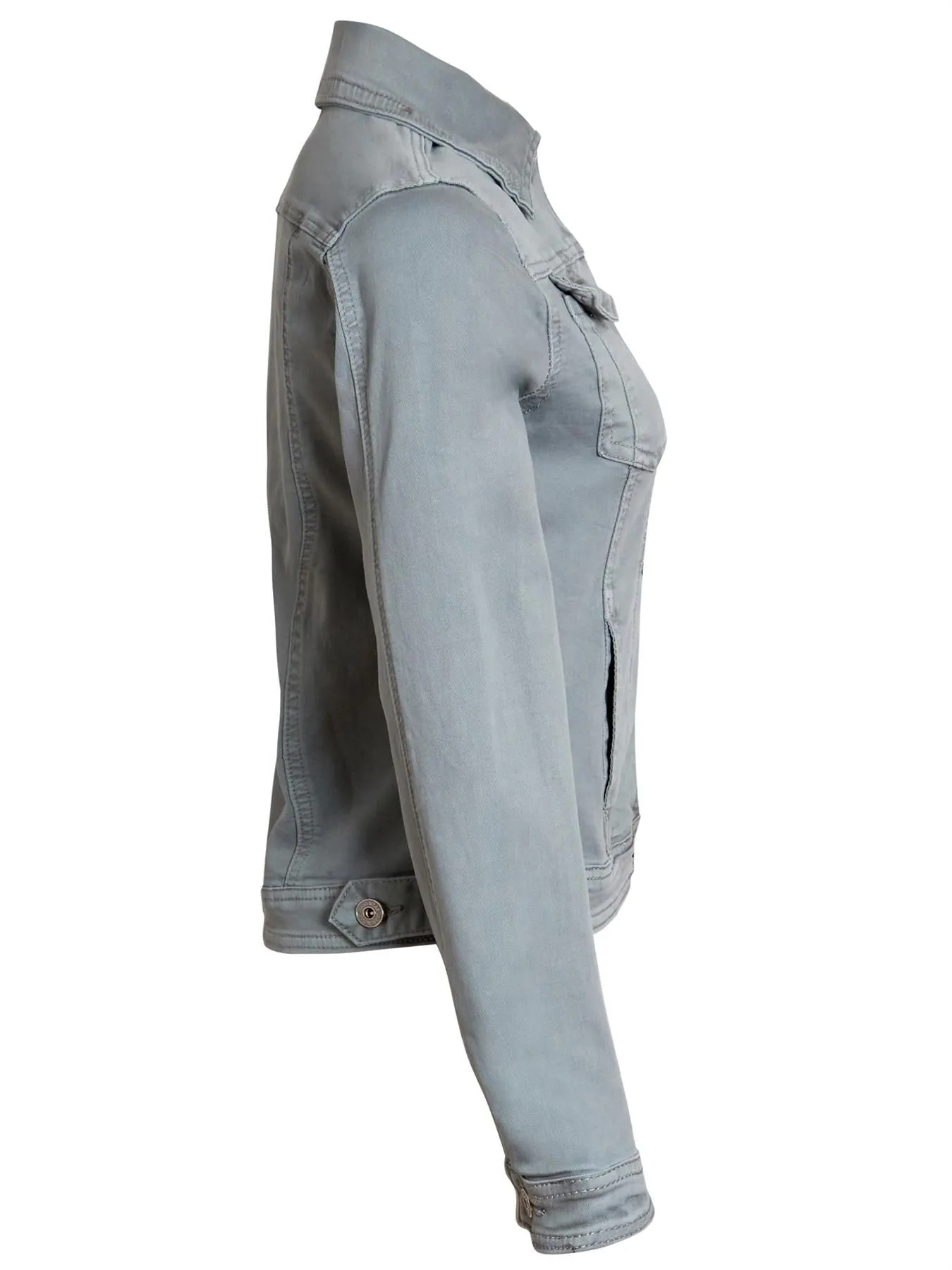 Stretch Denim Jacket in Grey, Red, and Yellow - Available in UK Sizes 6 to 14