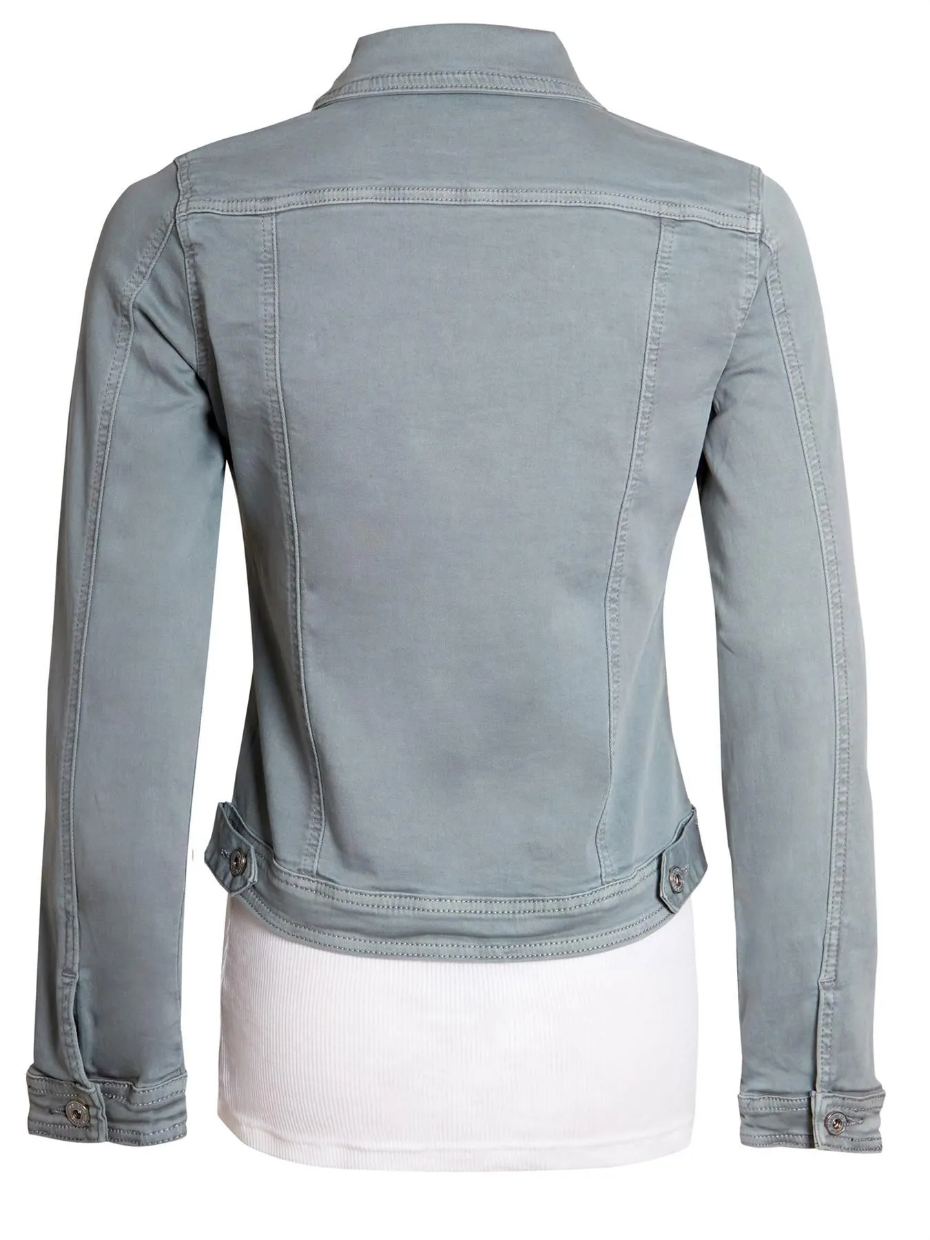 Stretch Denim Jacket in Grey, Red, and Yellow - Available in UK Sizes 6 to 14