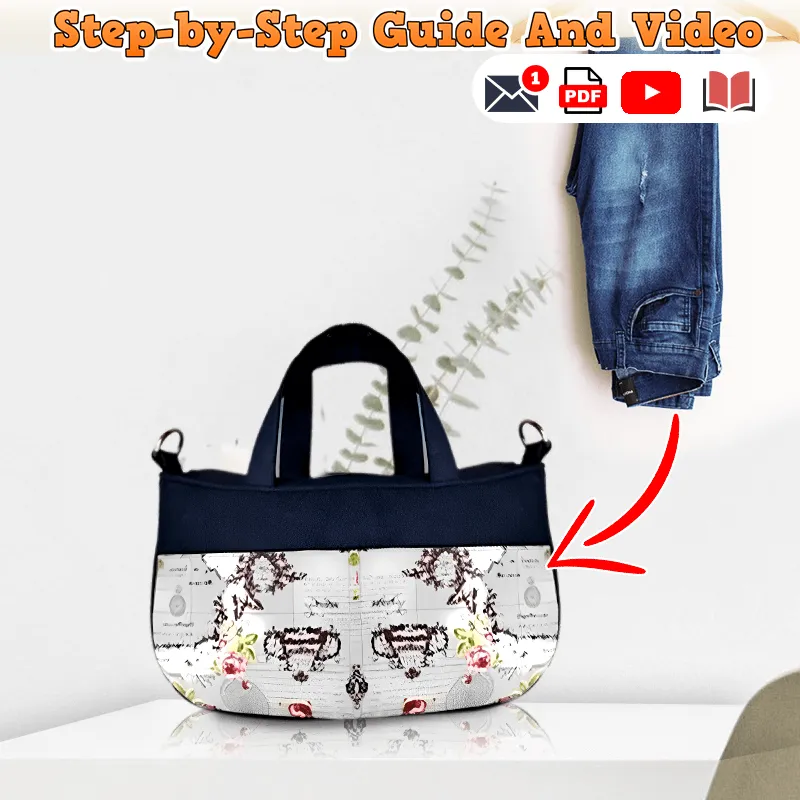 Download Denim Shoulder Bag Pattern with Pockets - 3 Sizes