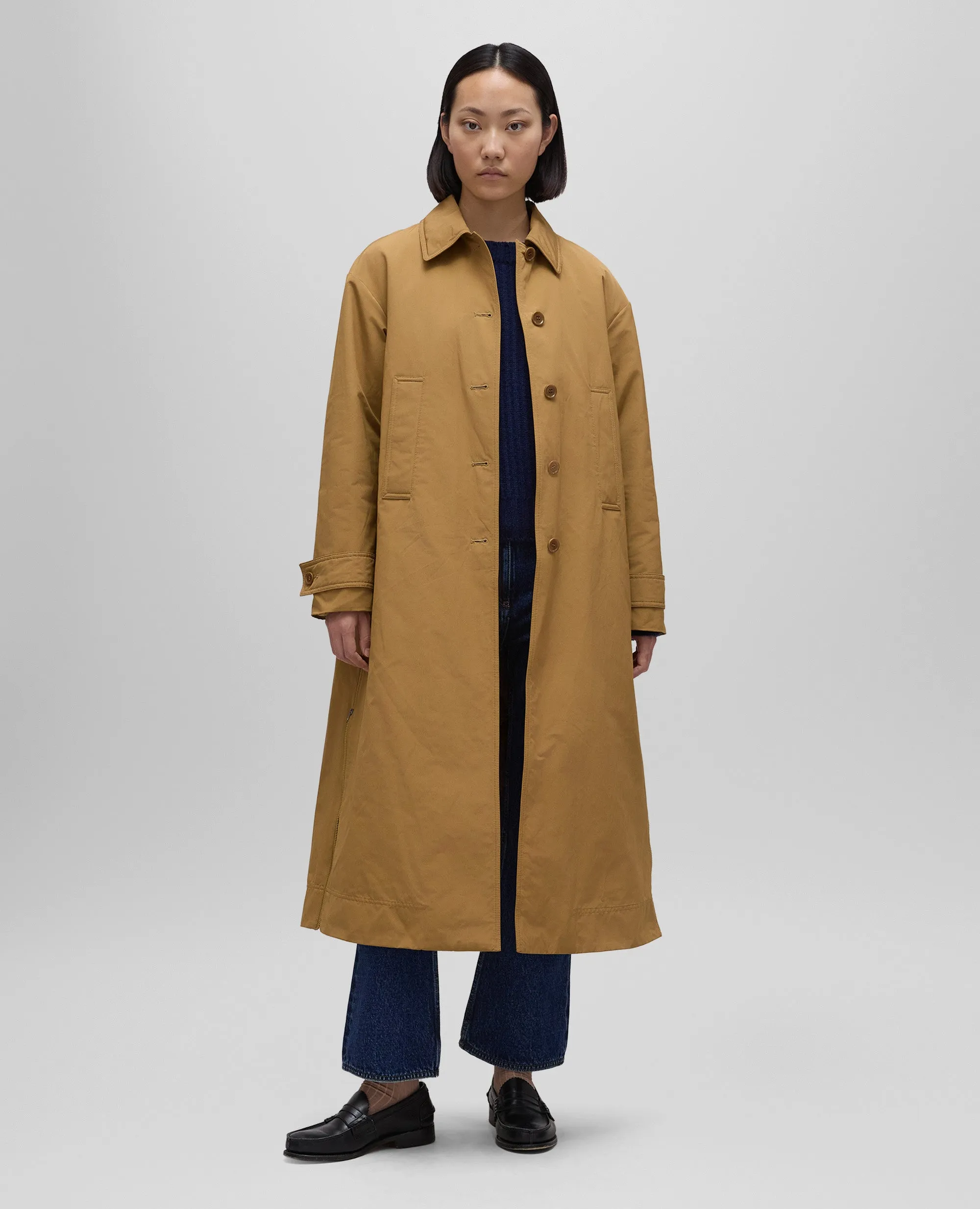 eleanor cotton canvas long coat - camel