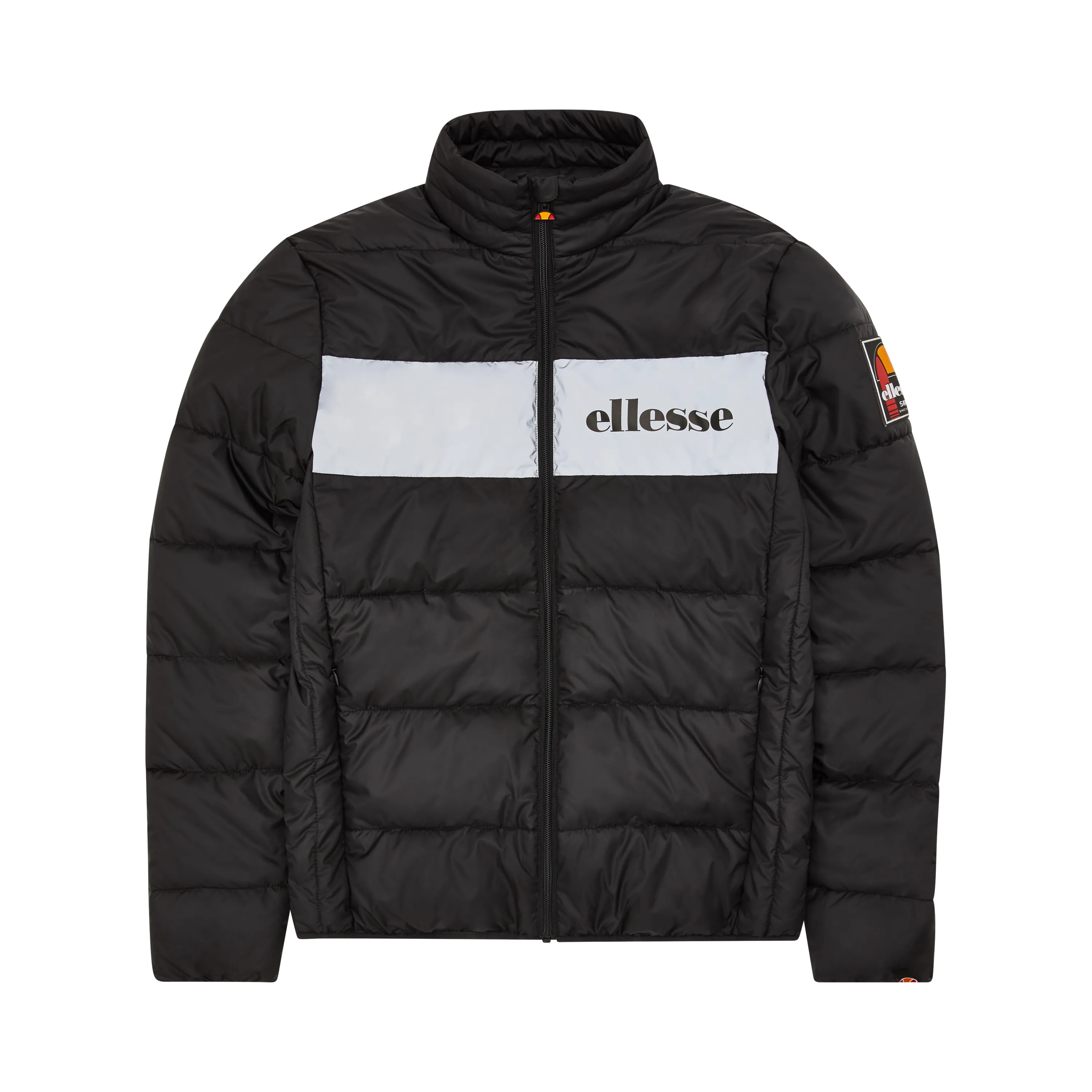 Black Reflective Padded Jacket Mens Ellesse Illo