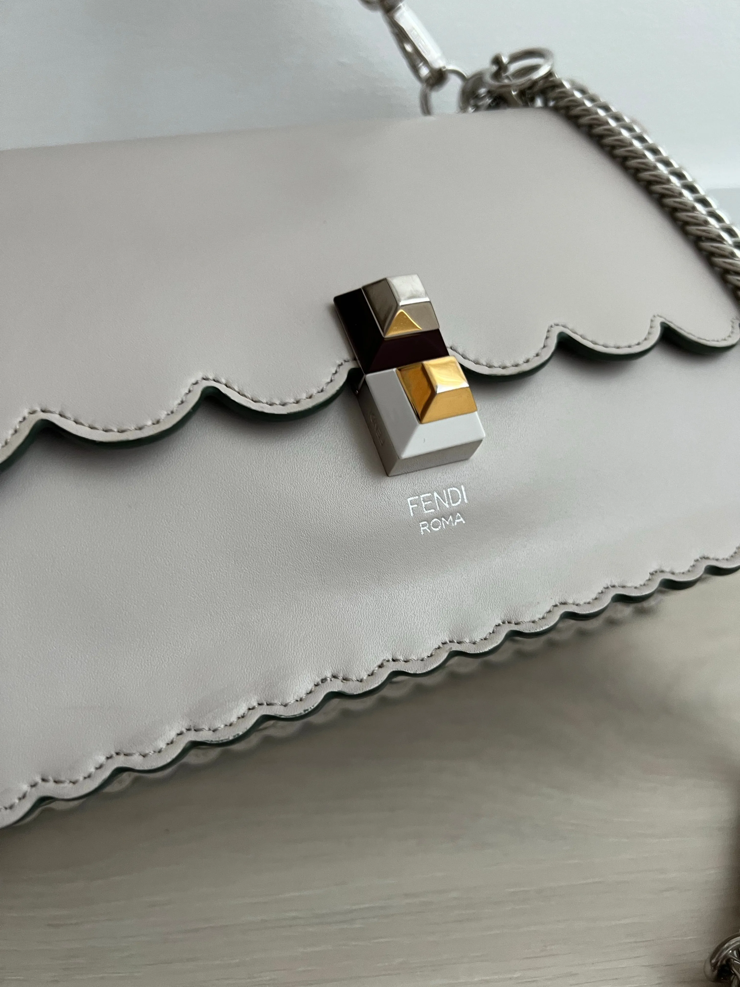 Fendi Scalloped Kan Bag can be rewritten as Fendi Scalloped Handbag.