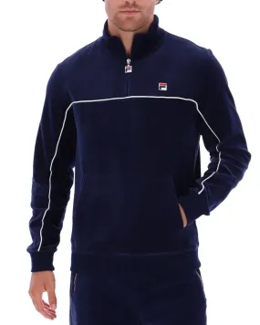 Fila Navy Egret Duke Velour 1/4 Zip Track Jacket