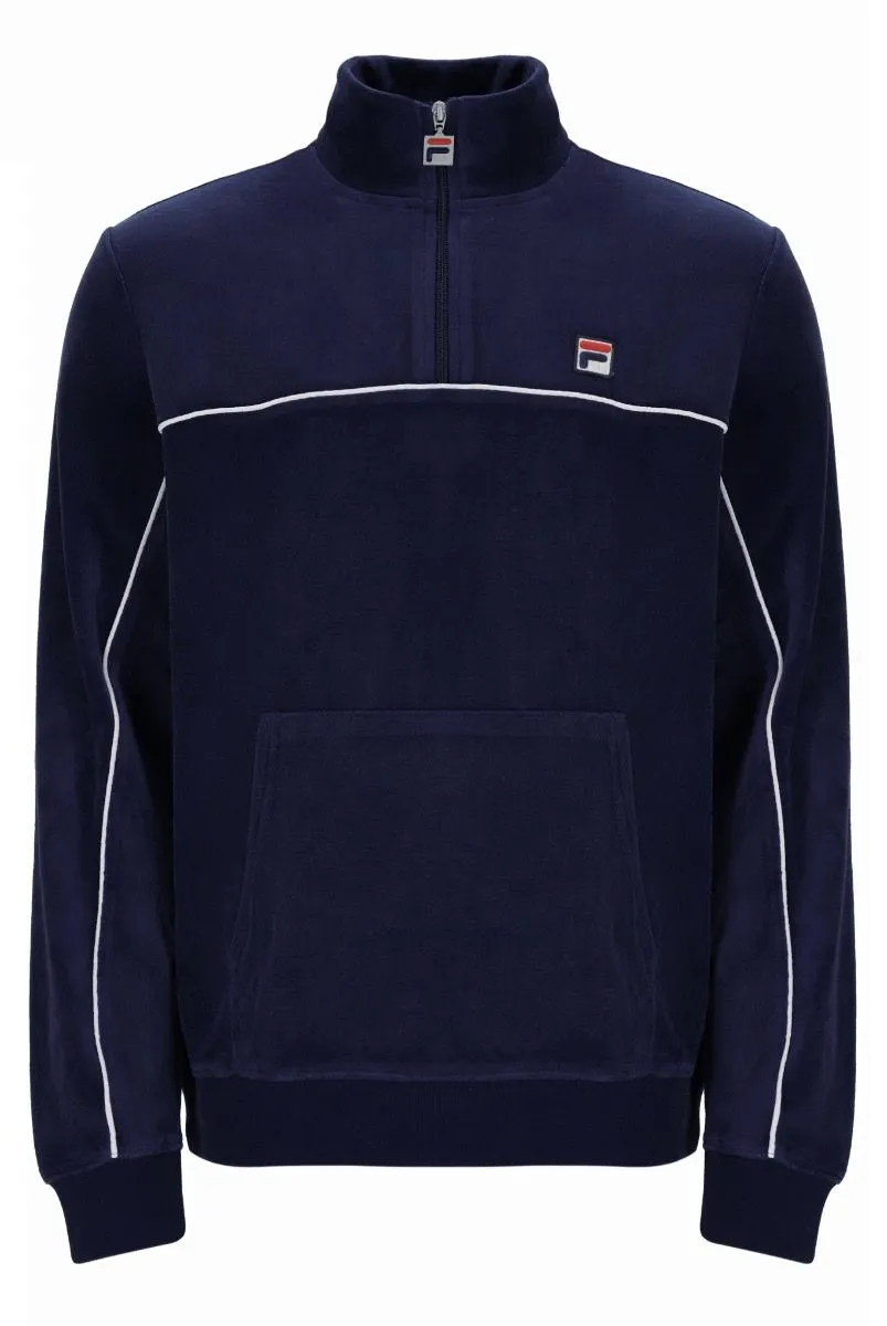 Fila Navy Egret Duke Velour 1/4 Zip Track Jacket