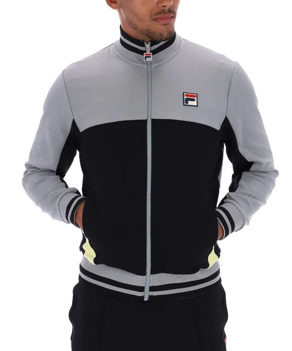 Black Sharkskin Fila Funel Neck Track Jacket Tiebreaker