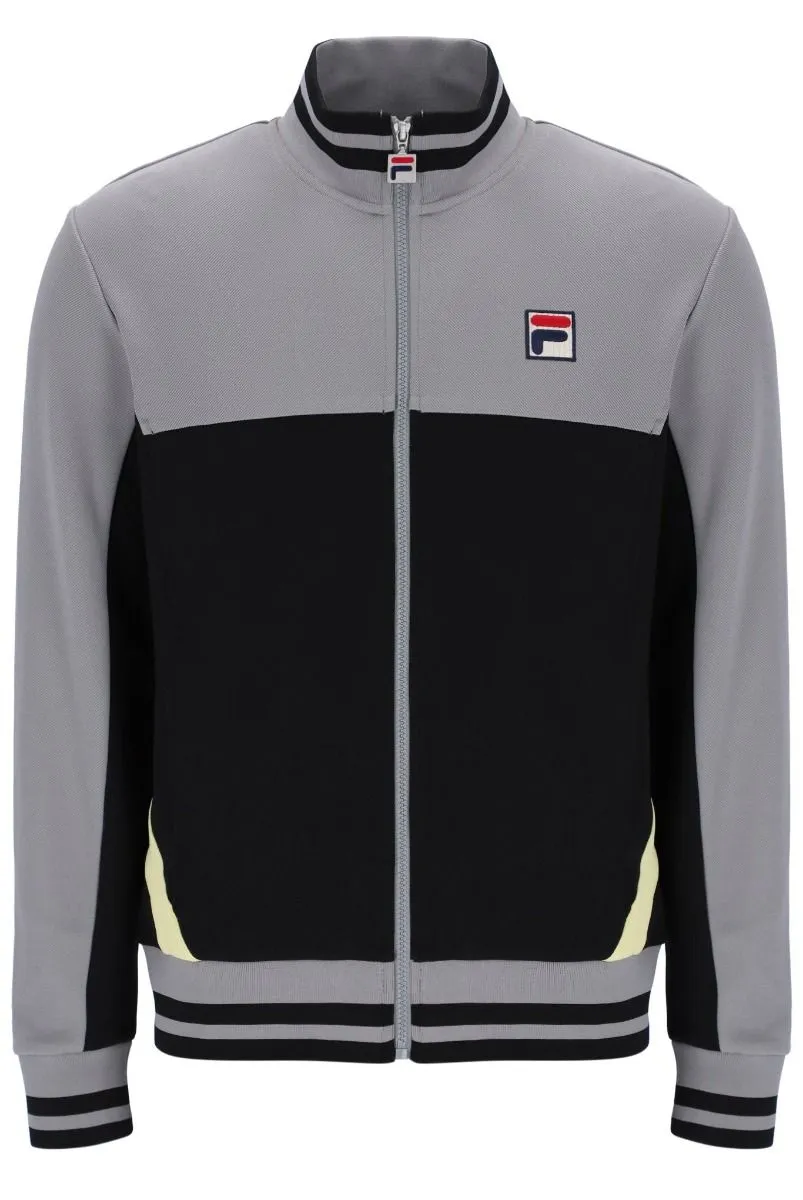 Black Sharkskin Fila Funel Neck Track Jacket Tiebreaker