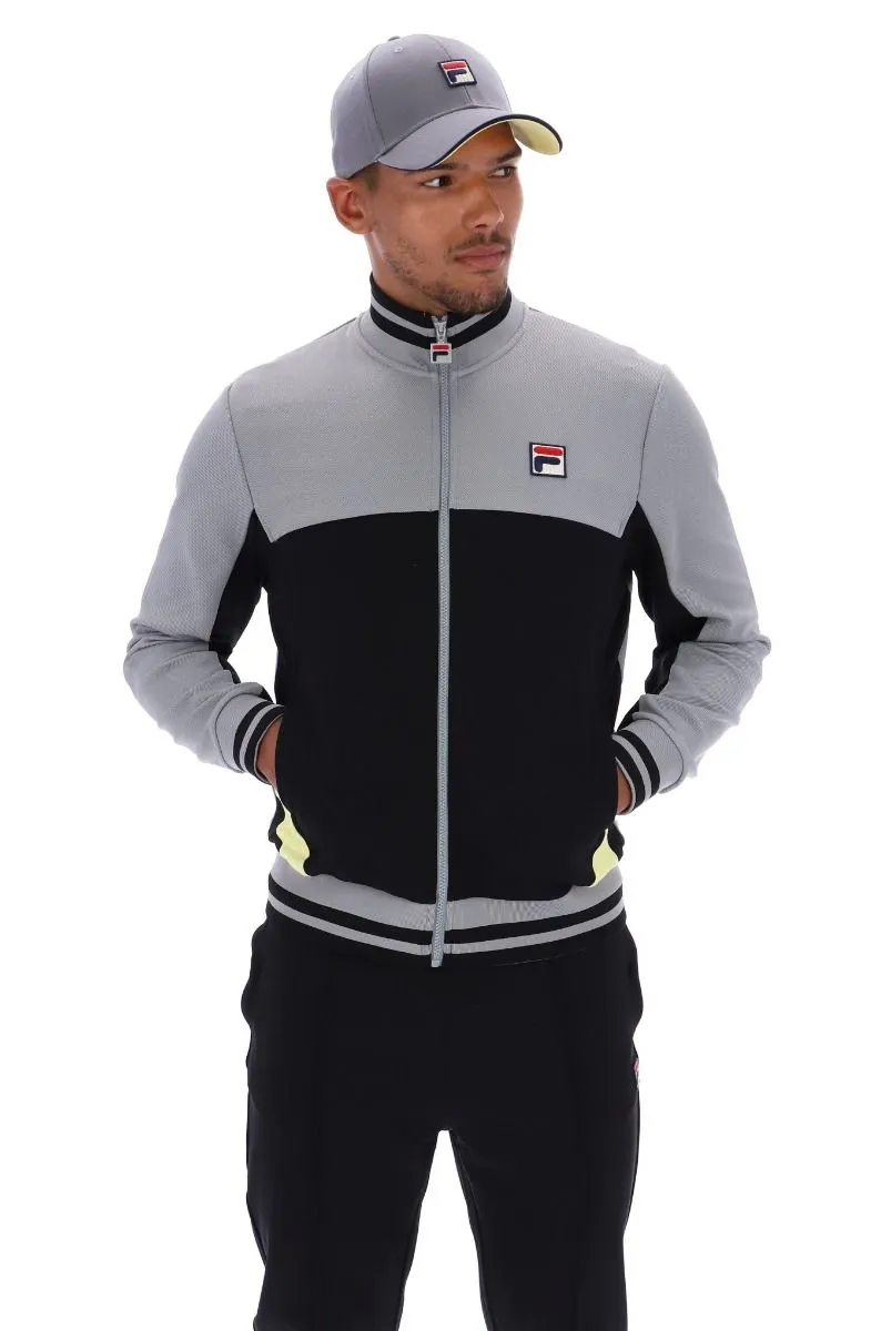 Black Sharkskin Fila Funel Neck Track Jacket Tiebreaker