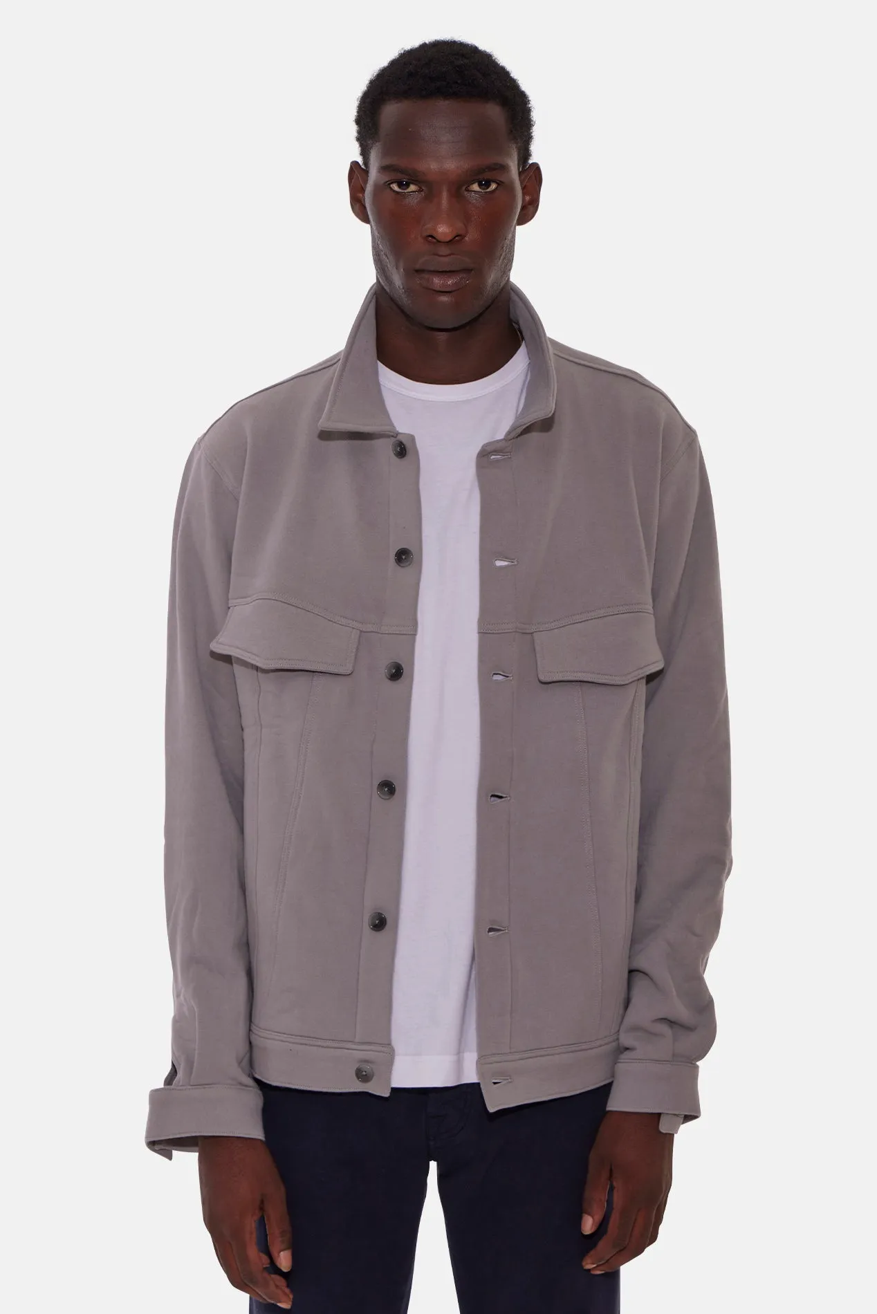 Fleece Trucker Jacket Stone Grey