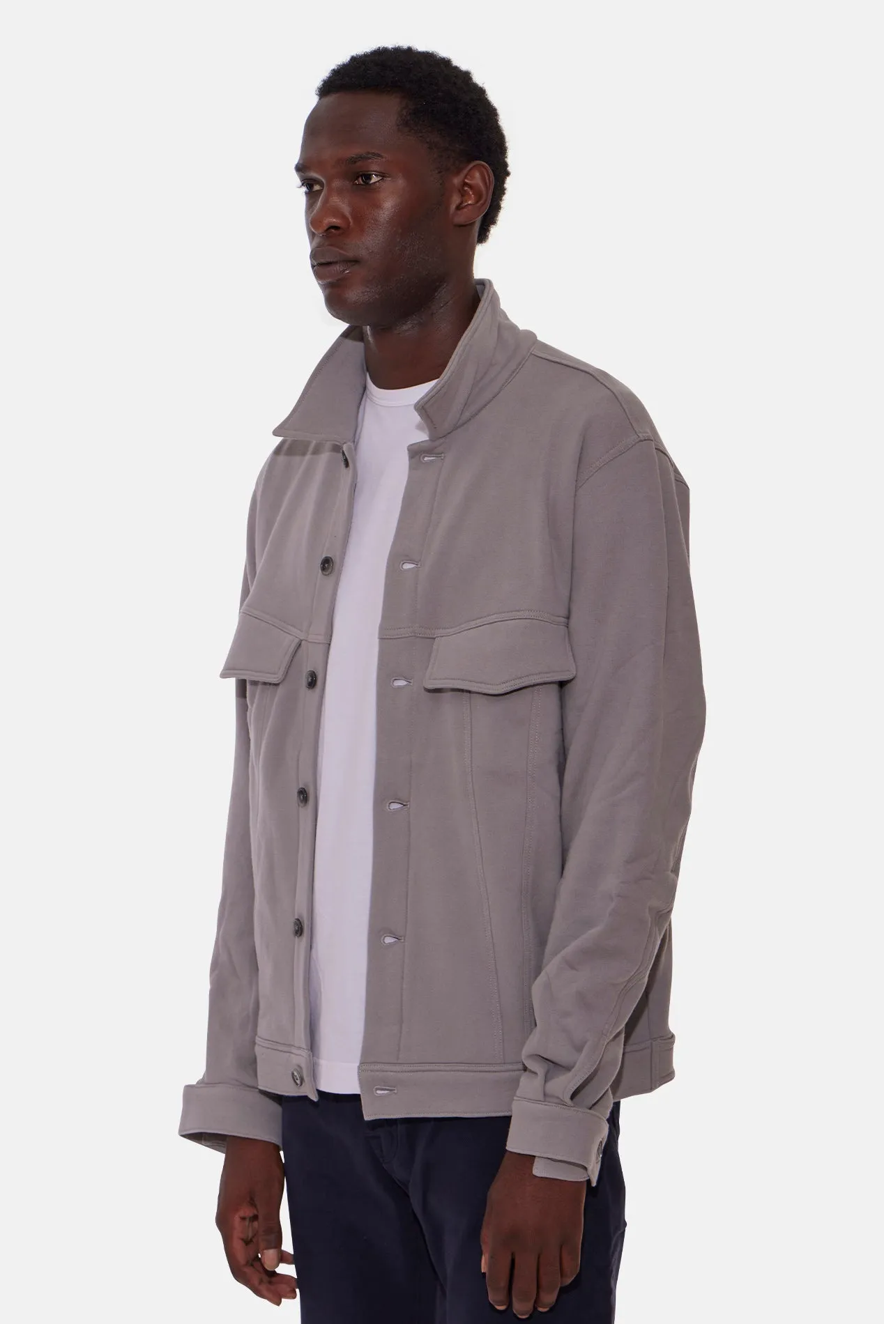 Fleece Trucker Jacket Stone Grey