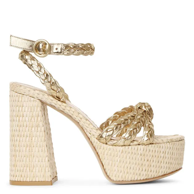 Gianvito Rossi Gold Raffia Platform Sandals