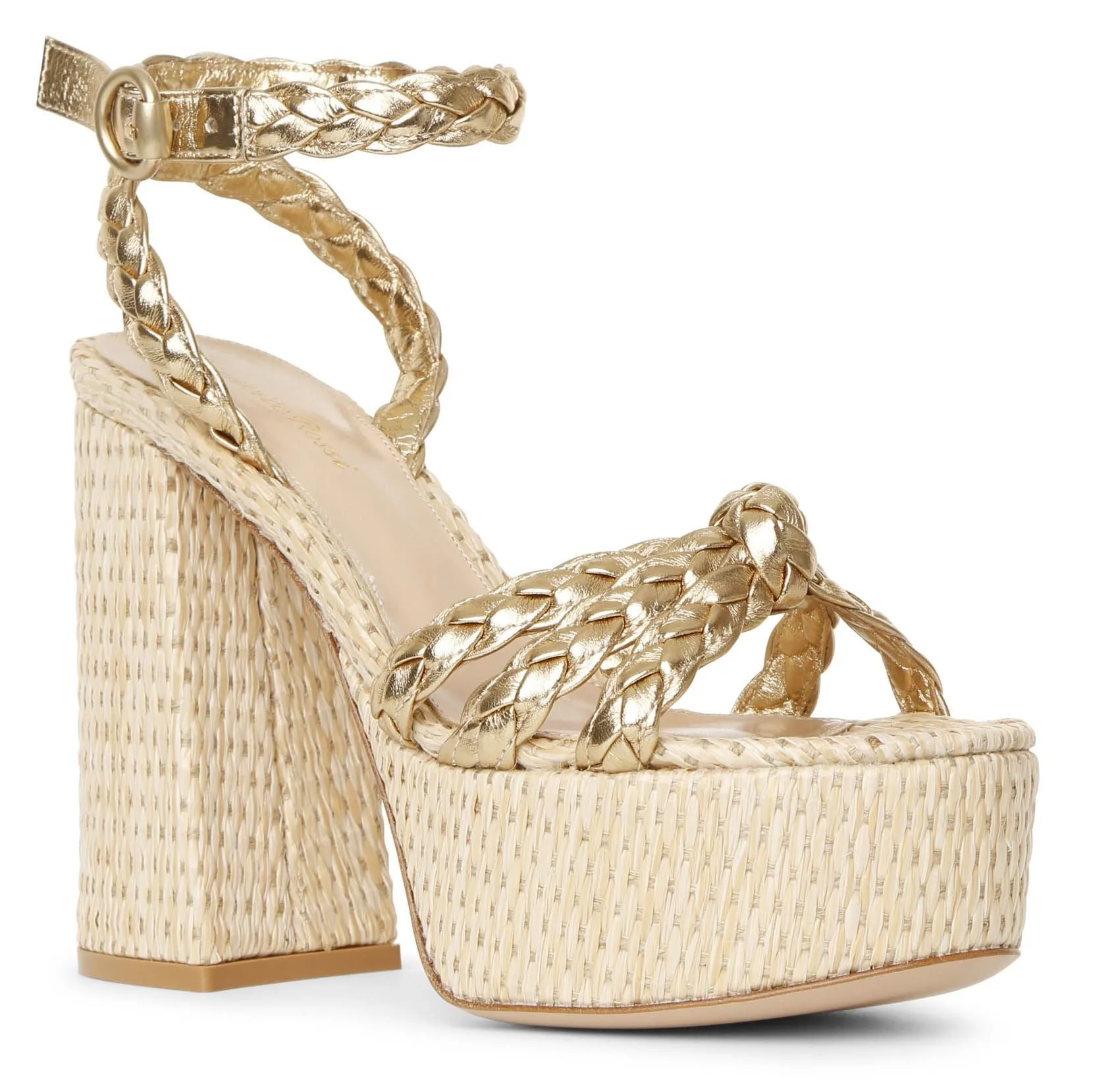 Gianvito Rossi Gold Raffia Platform Sandals