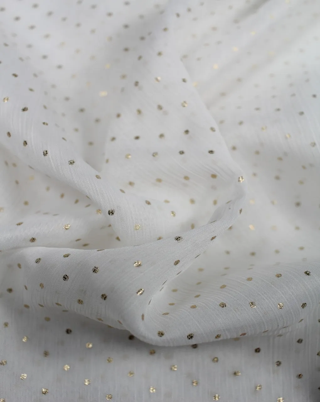 Golden Dots Peach Chiffon Fabric