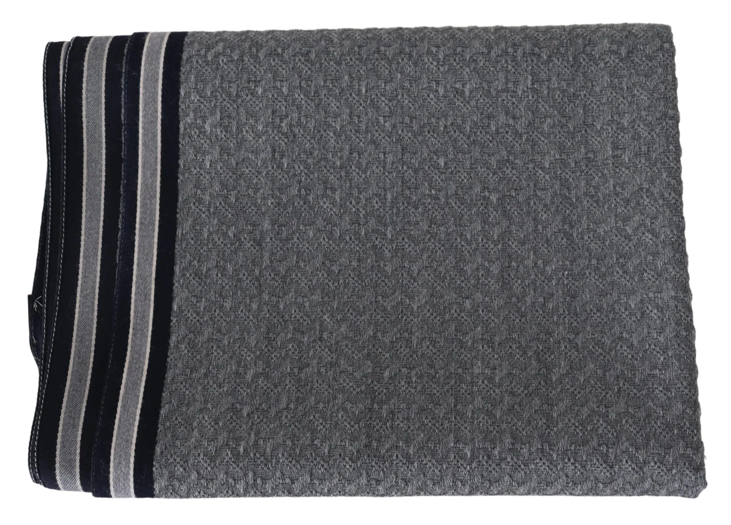 Gray Wool Scarf with Stripes - Elegant Signature Style