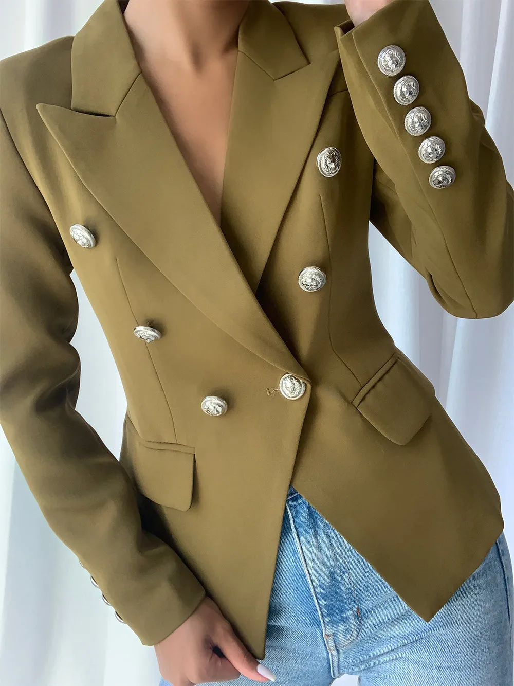 Green Double Breasted Blazer