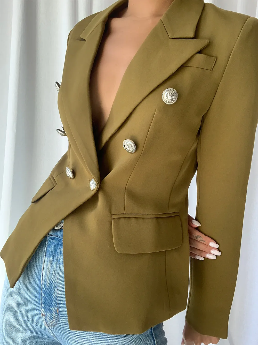 Green Double Breasted Blazer