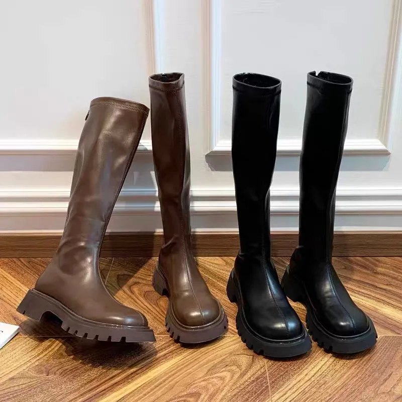 High boots women's 2023 autumn new Korean version of fashion thick-soled thick-soled heightened thin boots thick-heeled boots fe