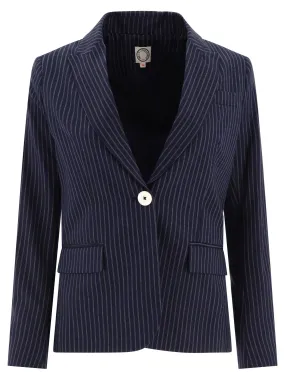 Navy Cotton Blazer for Women - INES DE LA FRESSANGE Spring/Summer '24