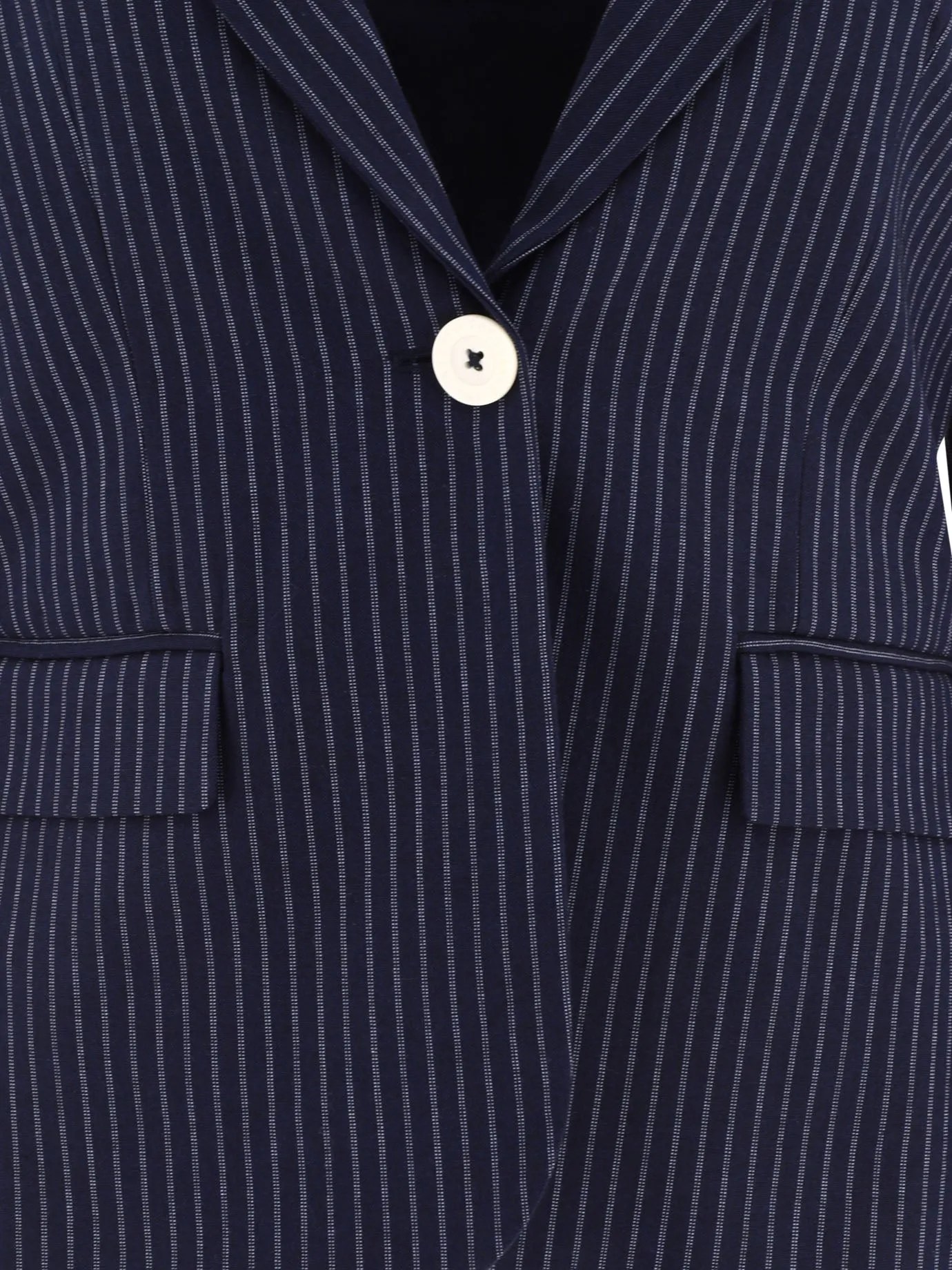 Navy Cotton Blazer for Women - INES DE LA FRESSANGE Spring/Summer '24