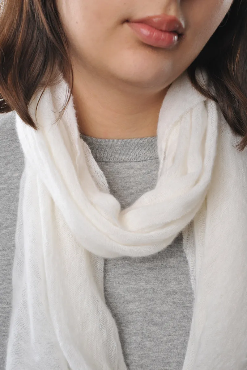 Ivory Cashmere Knit Tube Scarf