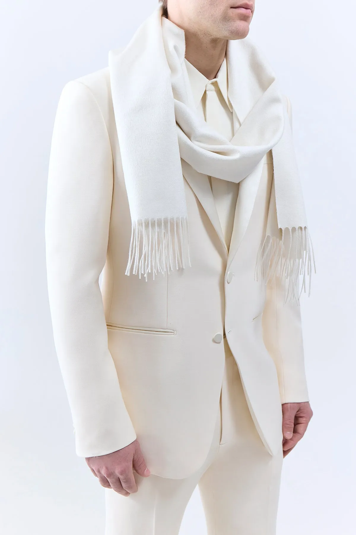 Ivory Silk Cashmere Blaine Scarf