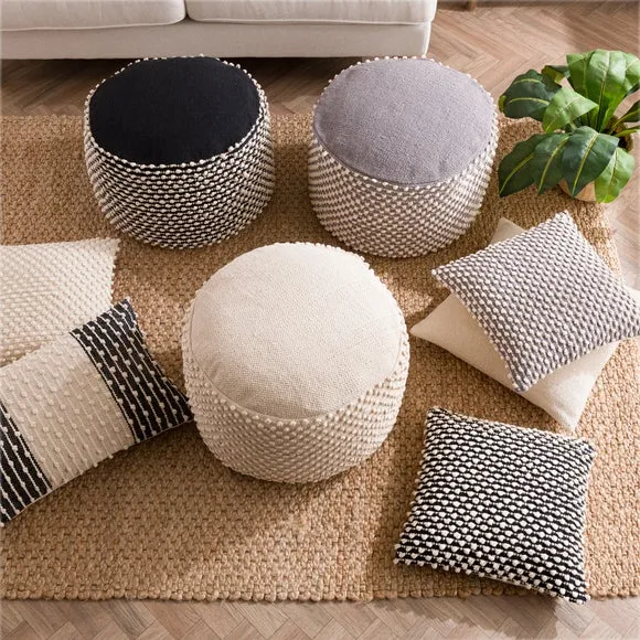 Jersey Bobble Banded Rectangle Cushion