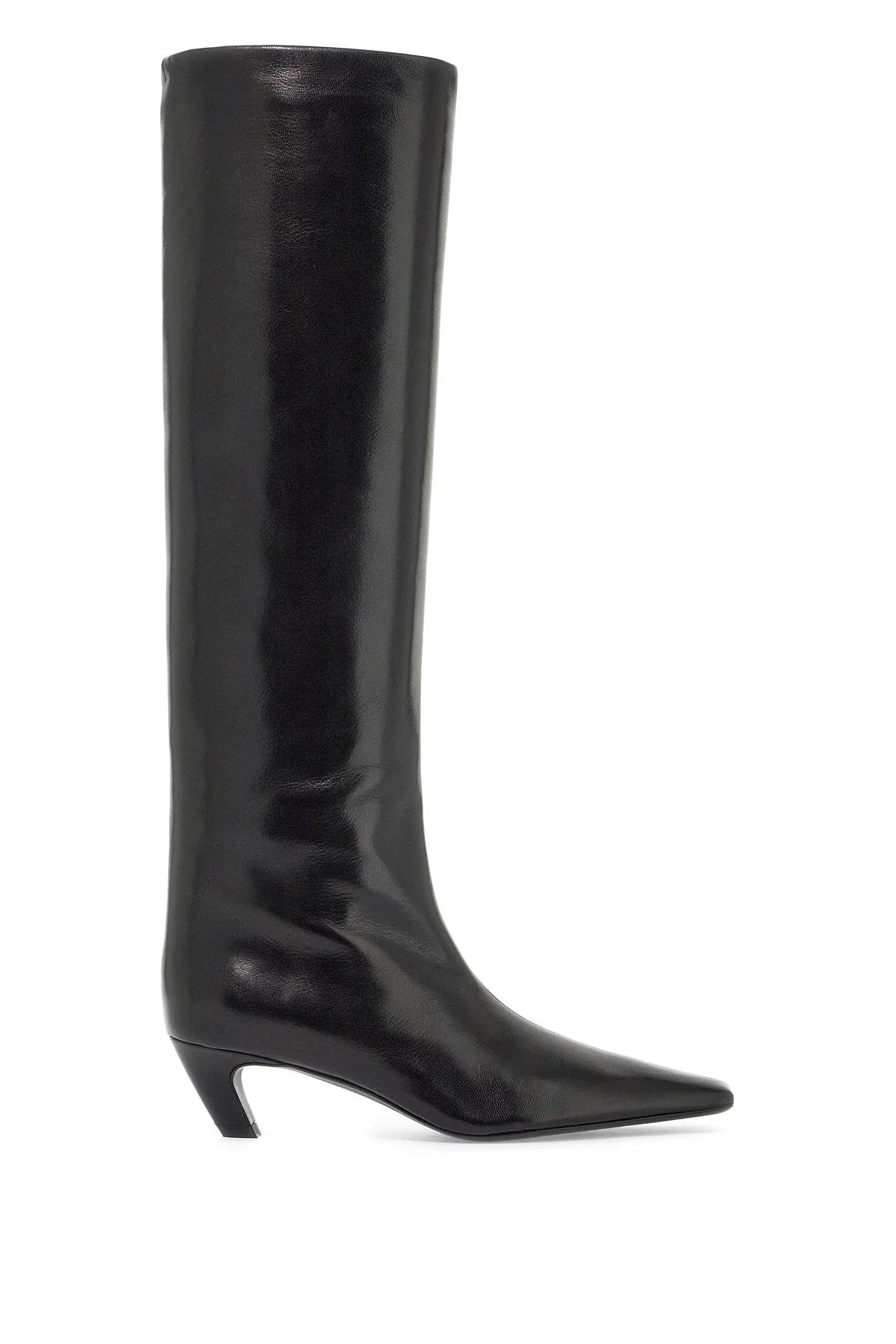 Khaite Davis Shiny Leather Knee High Boots Black