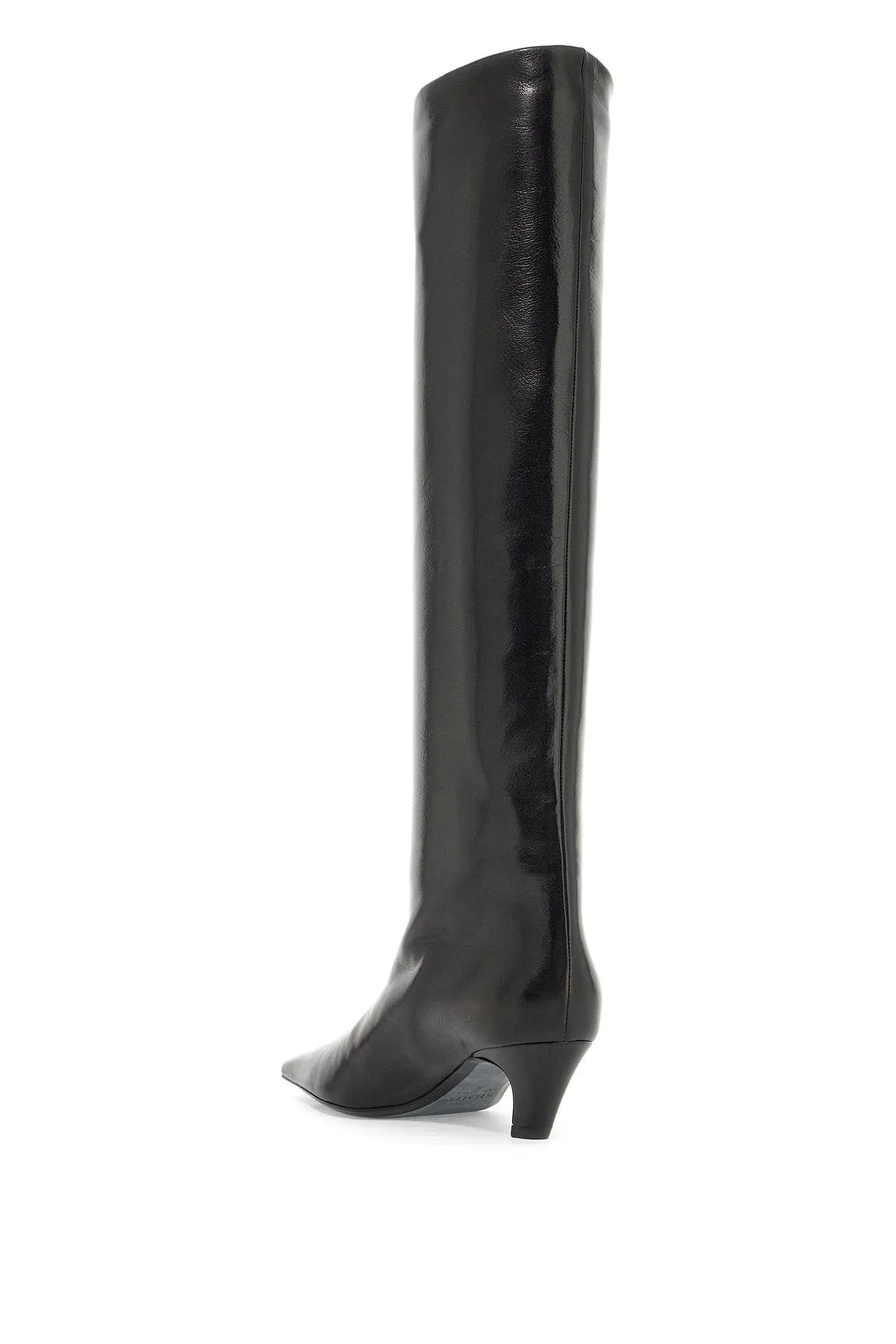 Khaite Davis Shiny Leather Knee High Boots Black