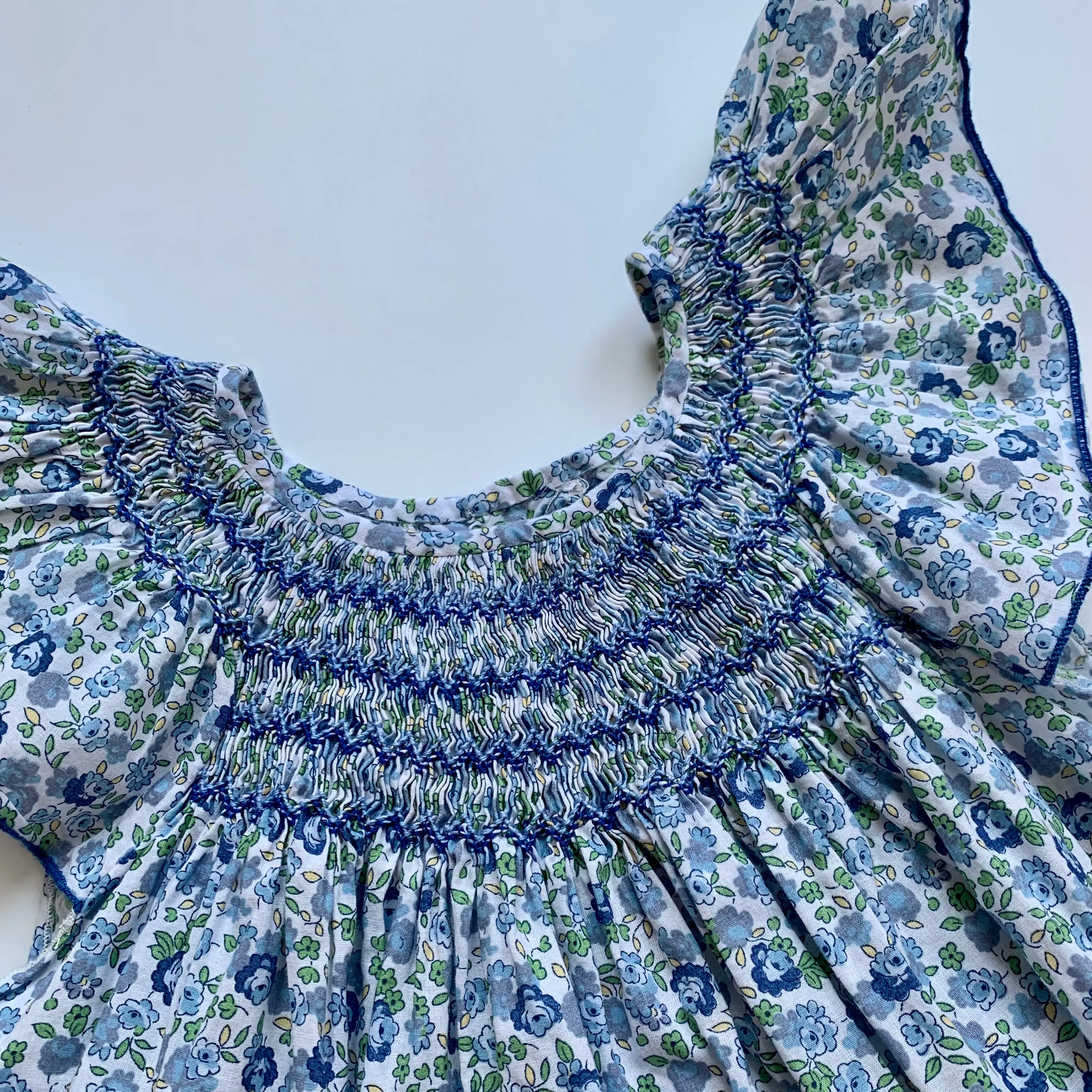 Blue Floral Smocked Dress: 5 Years