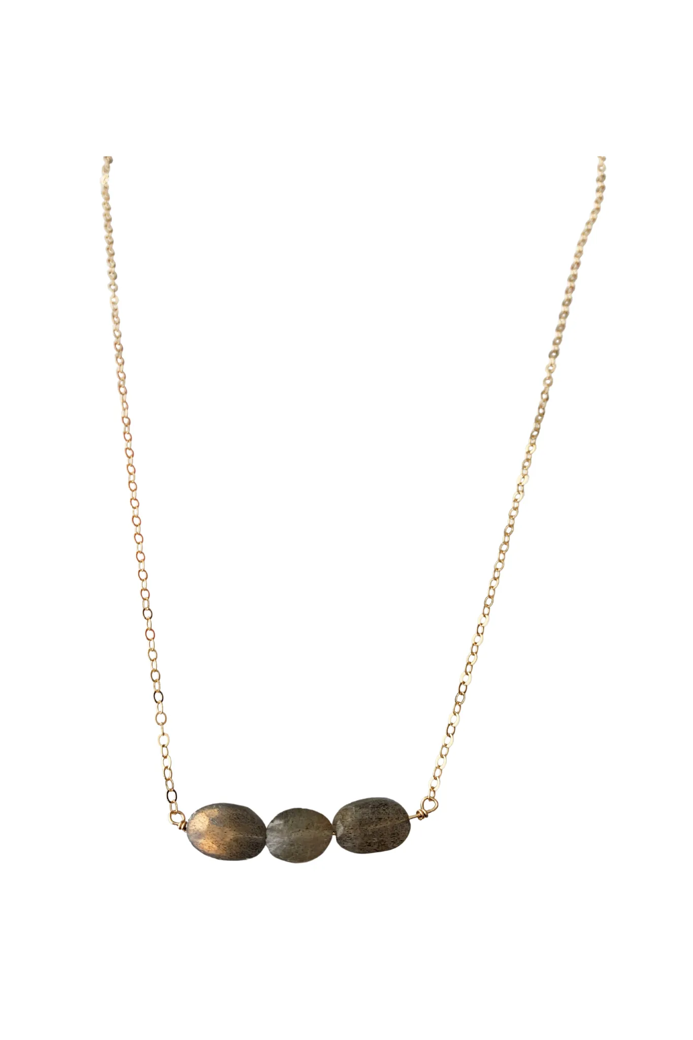 Labradorite Bar Necklace - Oval Stone