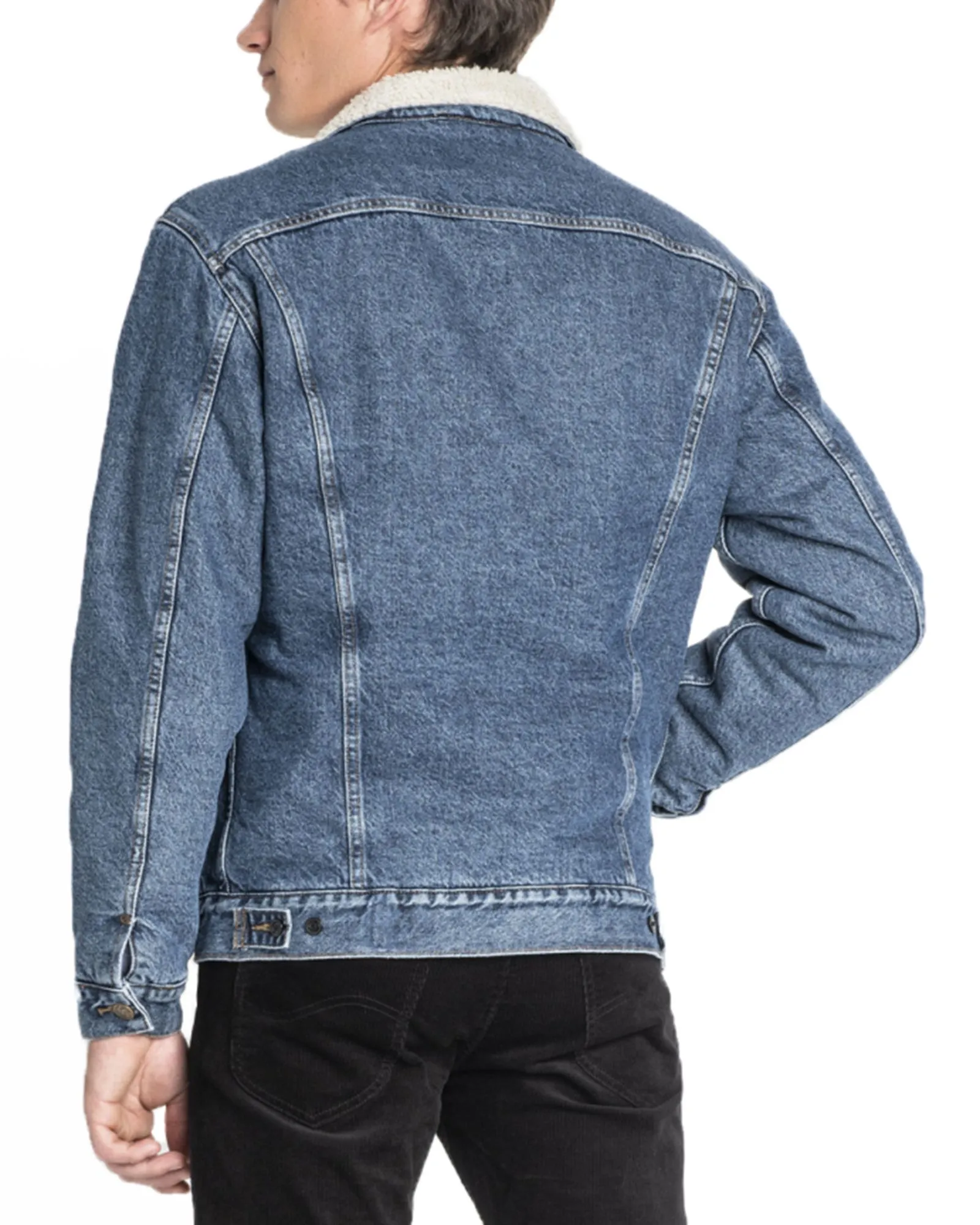 Dark Stone Lee Sherpa Rider Denim Trucker Jacket