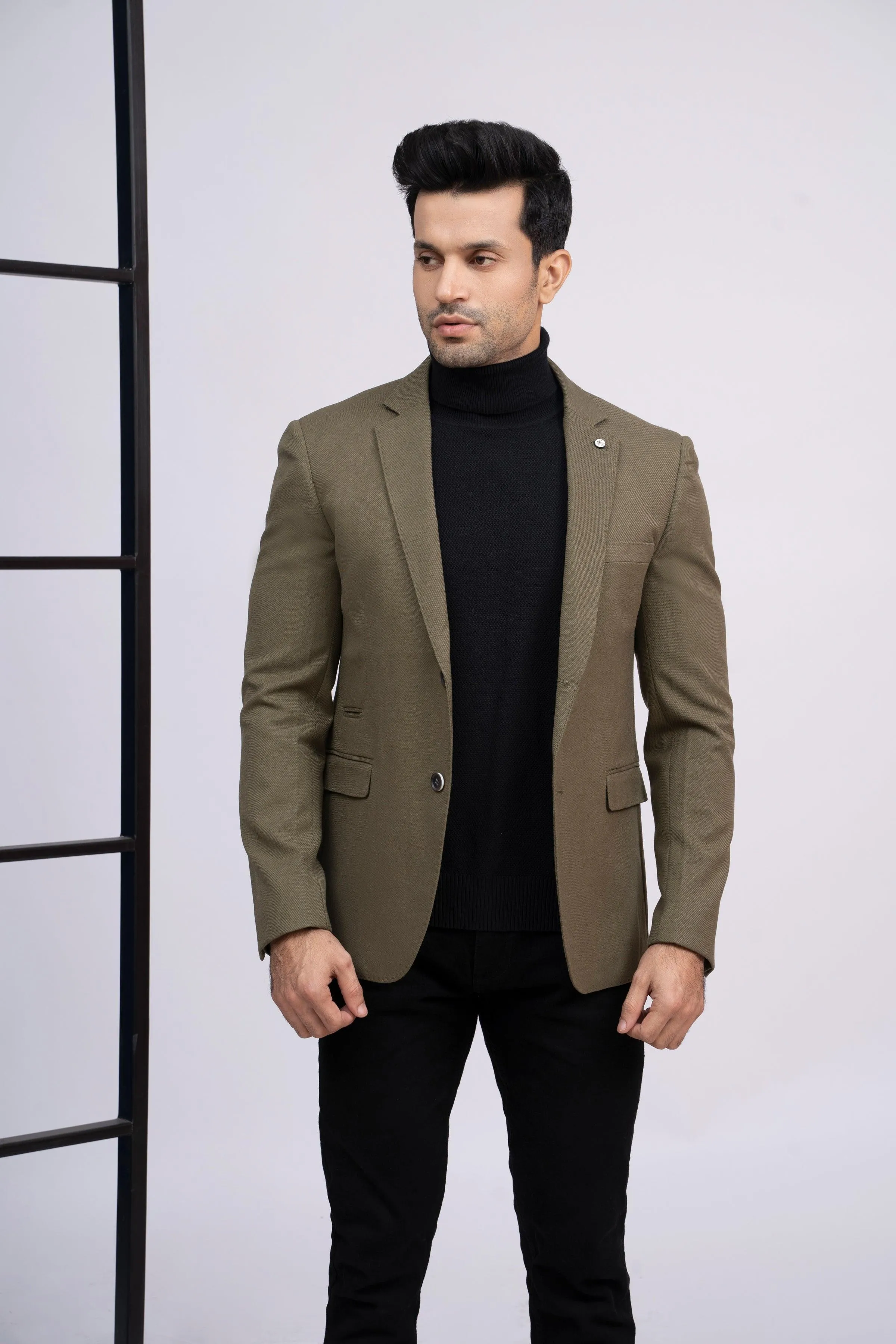 Light Olive Slim Fit Casual Coat