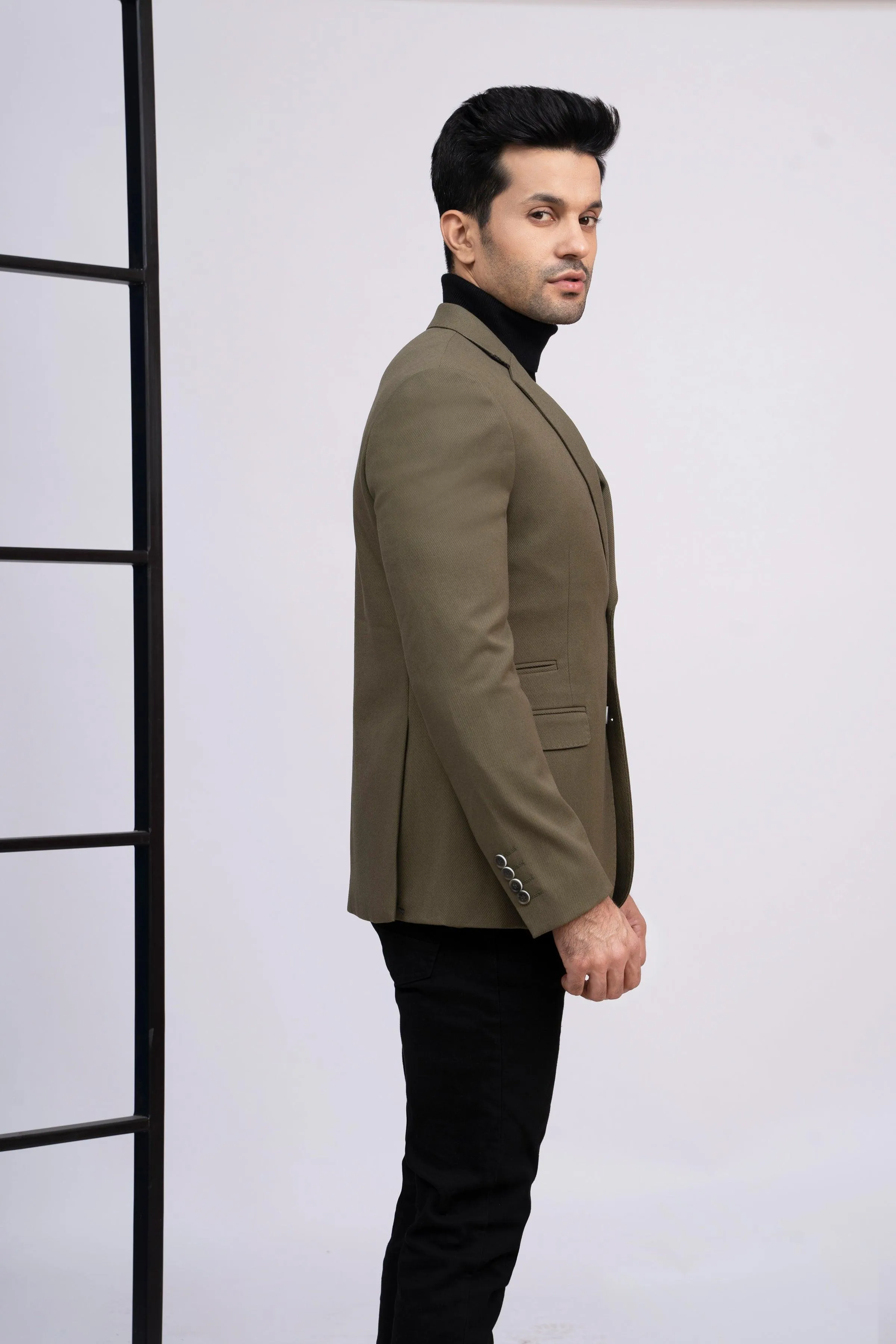 Light Olive Slim Fit Casual Coat