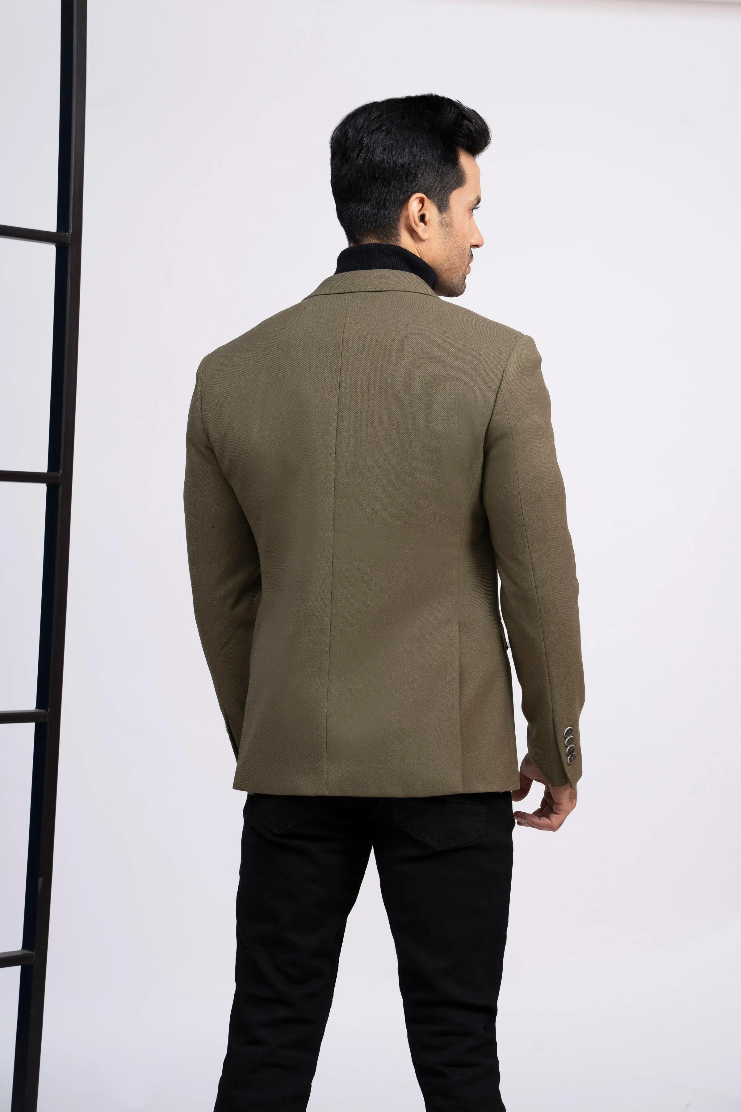 Light Olive Slim Fit Casual Coat