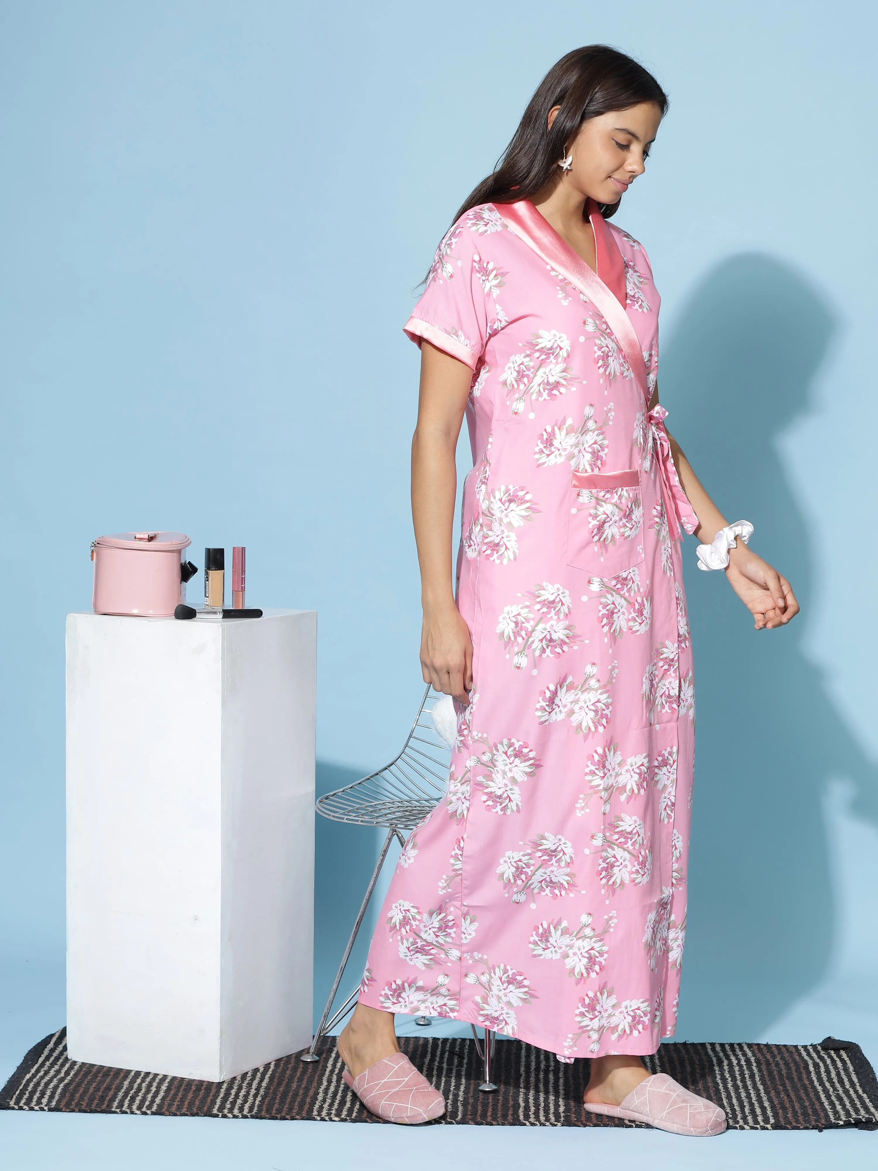 Light Pink Viscose Blend Housecoat