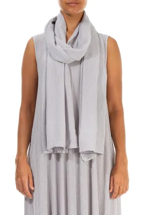 Crinkled Lilac Grey Silk Viscose Scarf