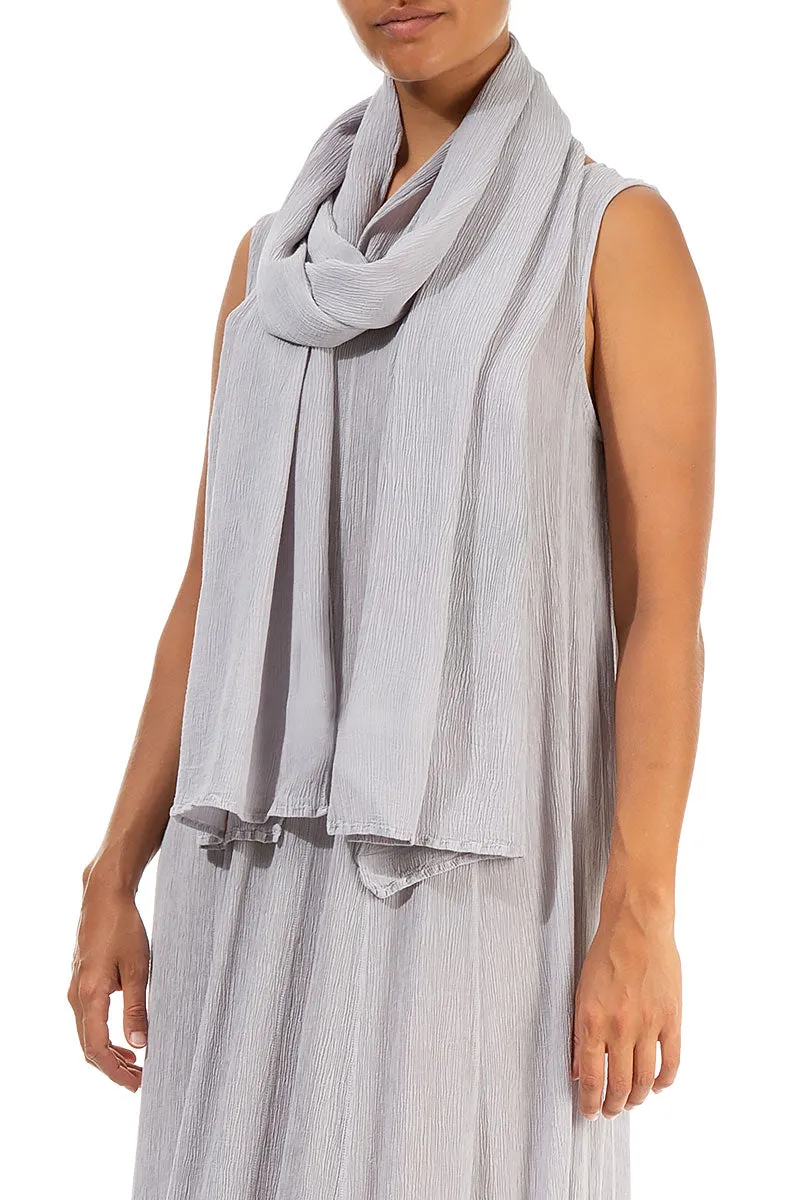 Crinkled Lilac Grey Silk Viscose Scarf