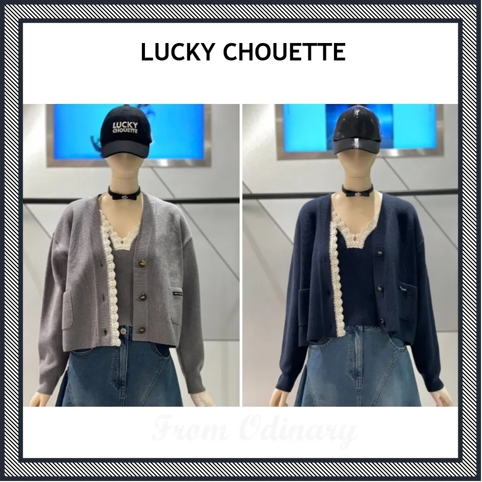 luckychouette Street Style Logo Cardigans - Luckychouette icon cardigans