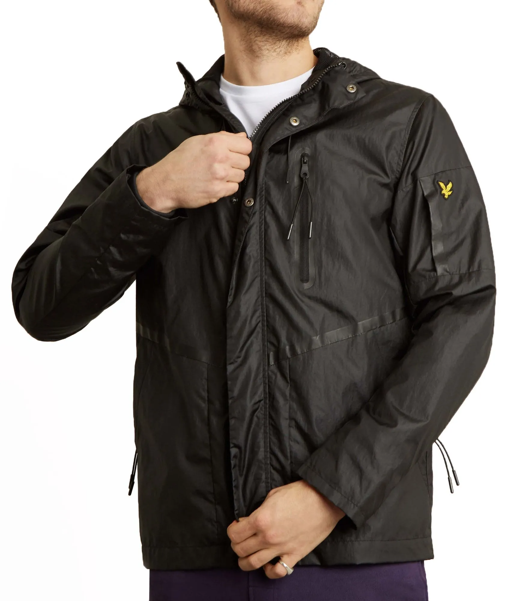 True Black Hooded Zip Through Jacket by Lyle & Scott Minimal