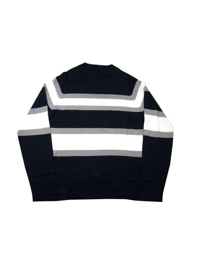 Sweater for Men with Horizontal Bands in Gray, Cream, and Blue - Model RE28NEE0006EB48708