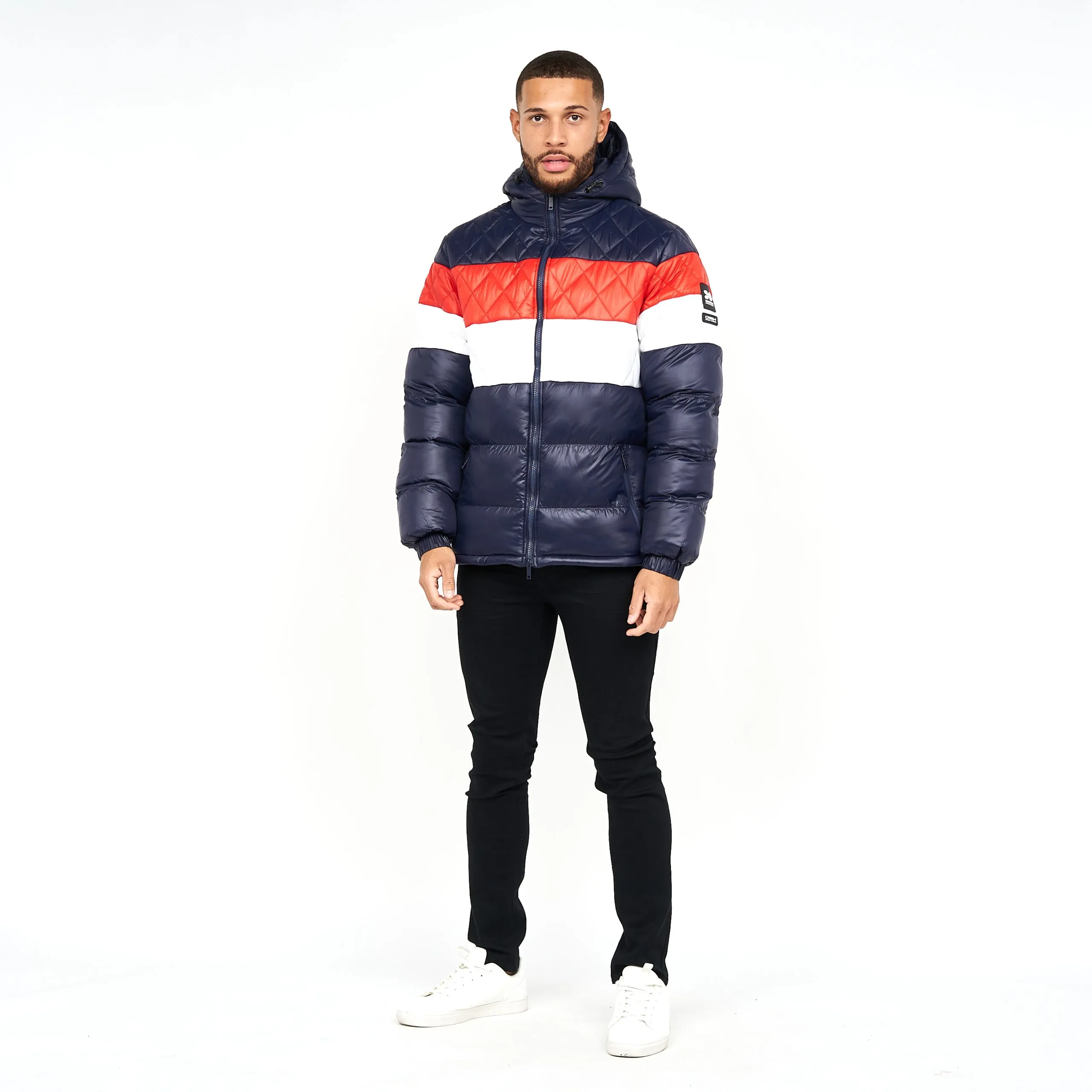 Men's Winter Jacket Hooded Padded Crosshatch Bubble Coat