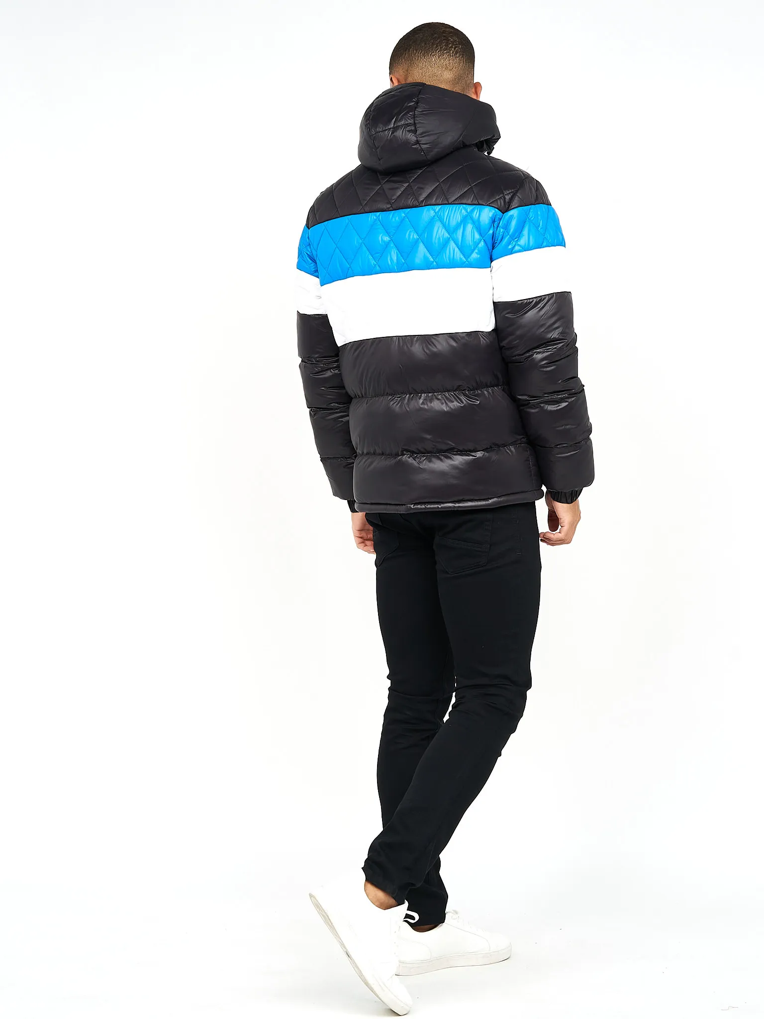 Men's Winter Jacket Hooded Padded Crosshatch Bubble Coat