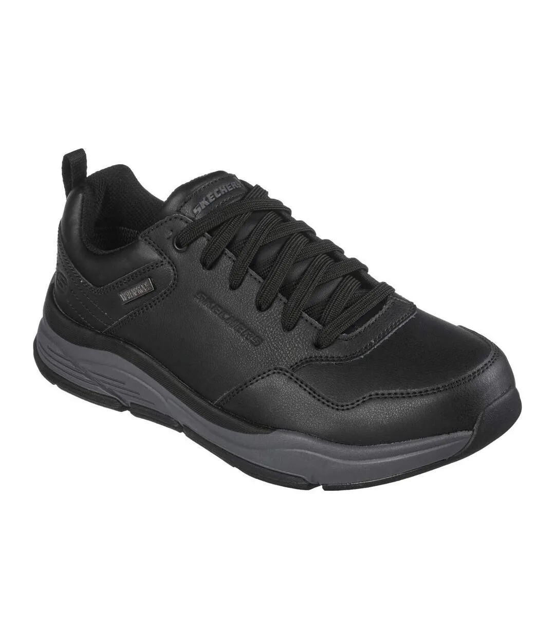 Skechers Black/Grey Mens Benago Hombre Leather Relaxed Fit Shoes