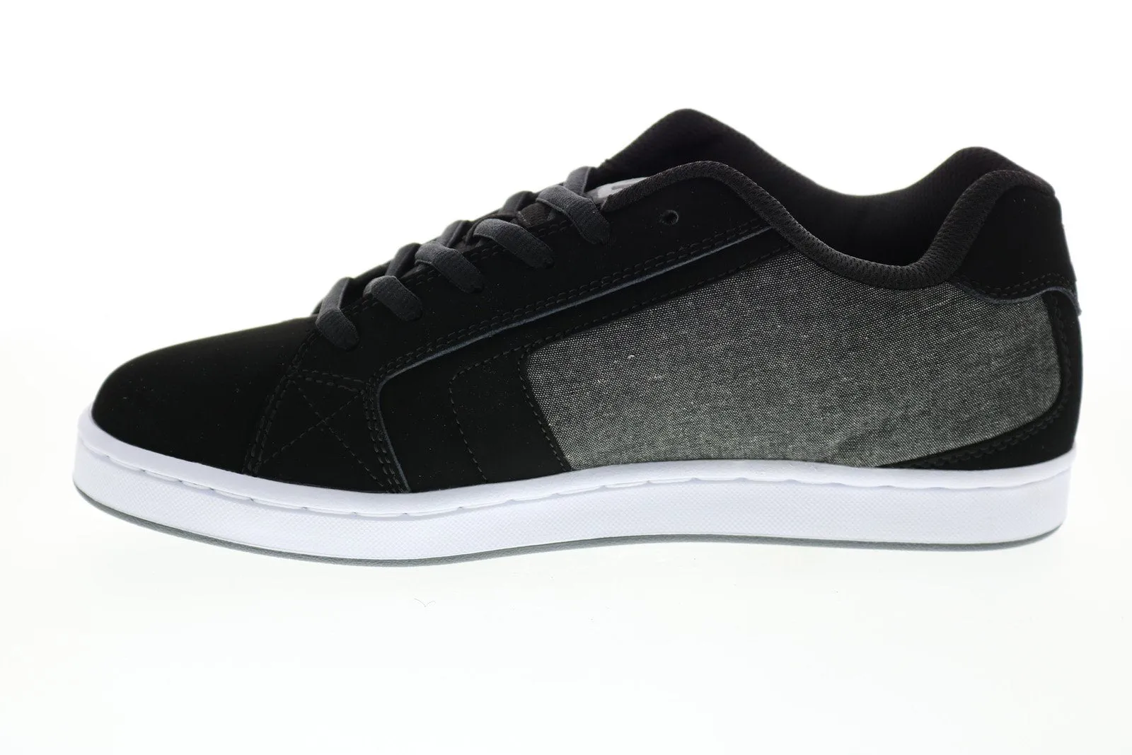 Mens Black Nubuck Lace Up Sneakers Shoes for Skate Style - DC Net 302361.