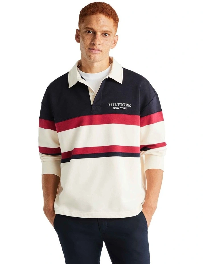 Monotype Colour Block Rugby Top in White