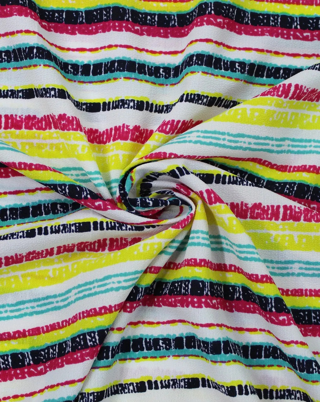 Multicolor Striped Polyester Crepe Fabric