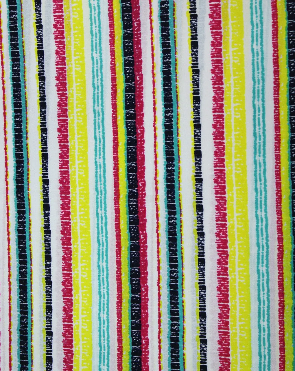 Multicolor Striped Polyester Crepe Fabric