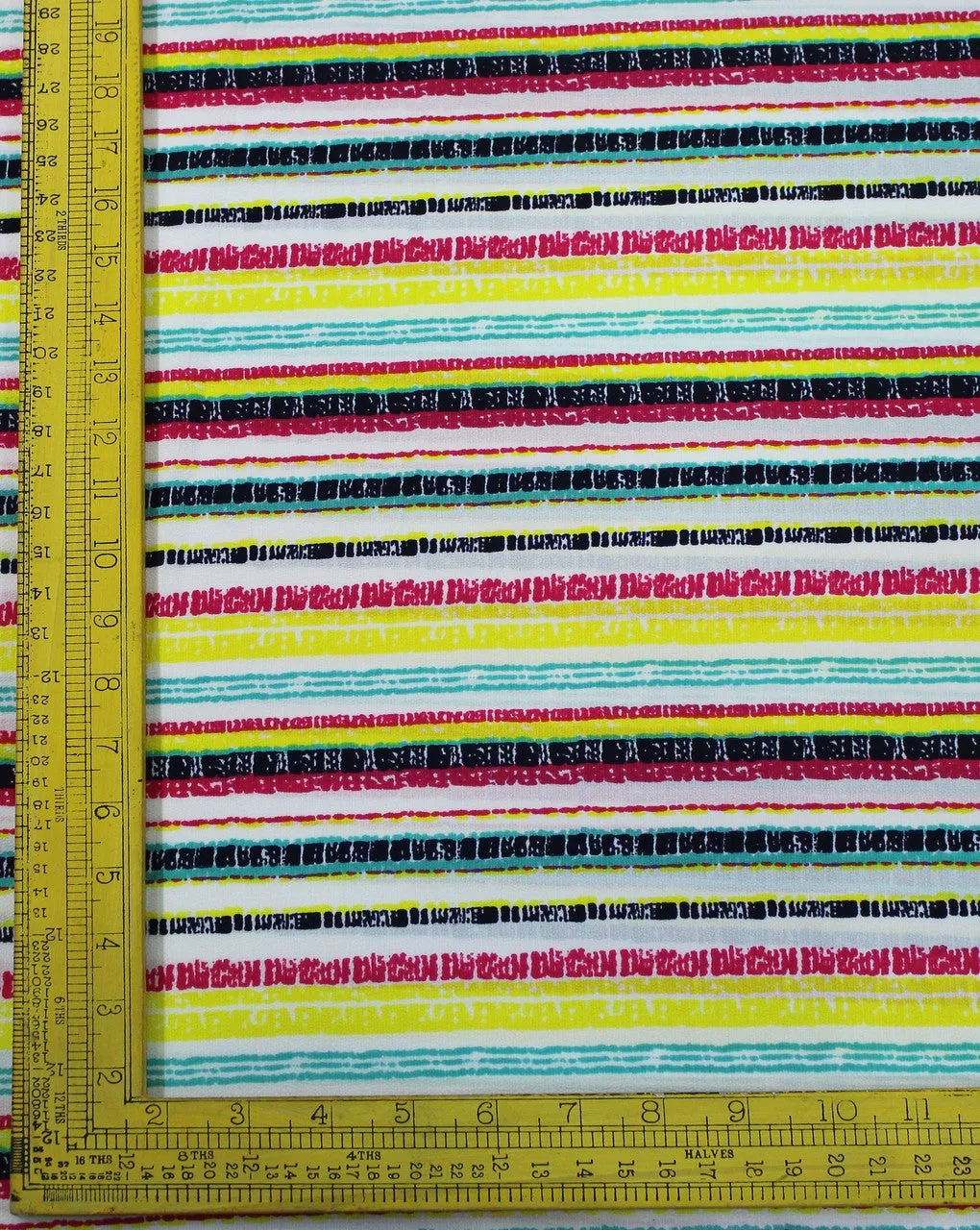 Multicolor Striped Polyester Crepe Fabric